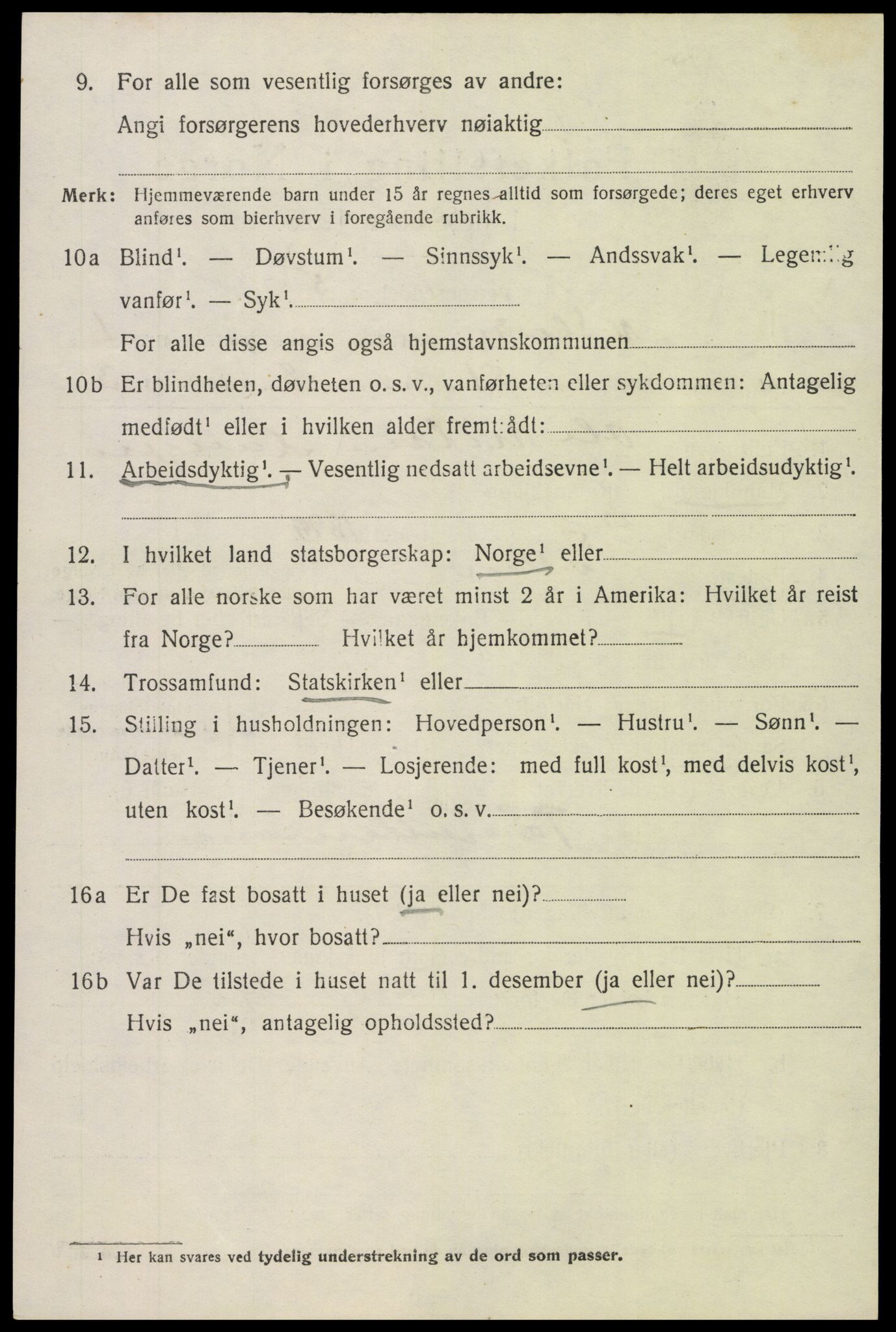 SAH, 1920 census for Vestre Slidre, 1920, p. 1547