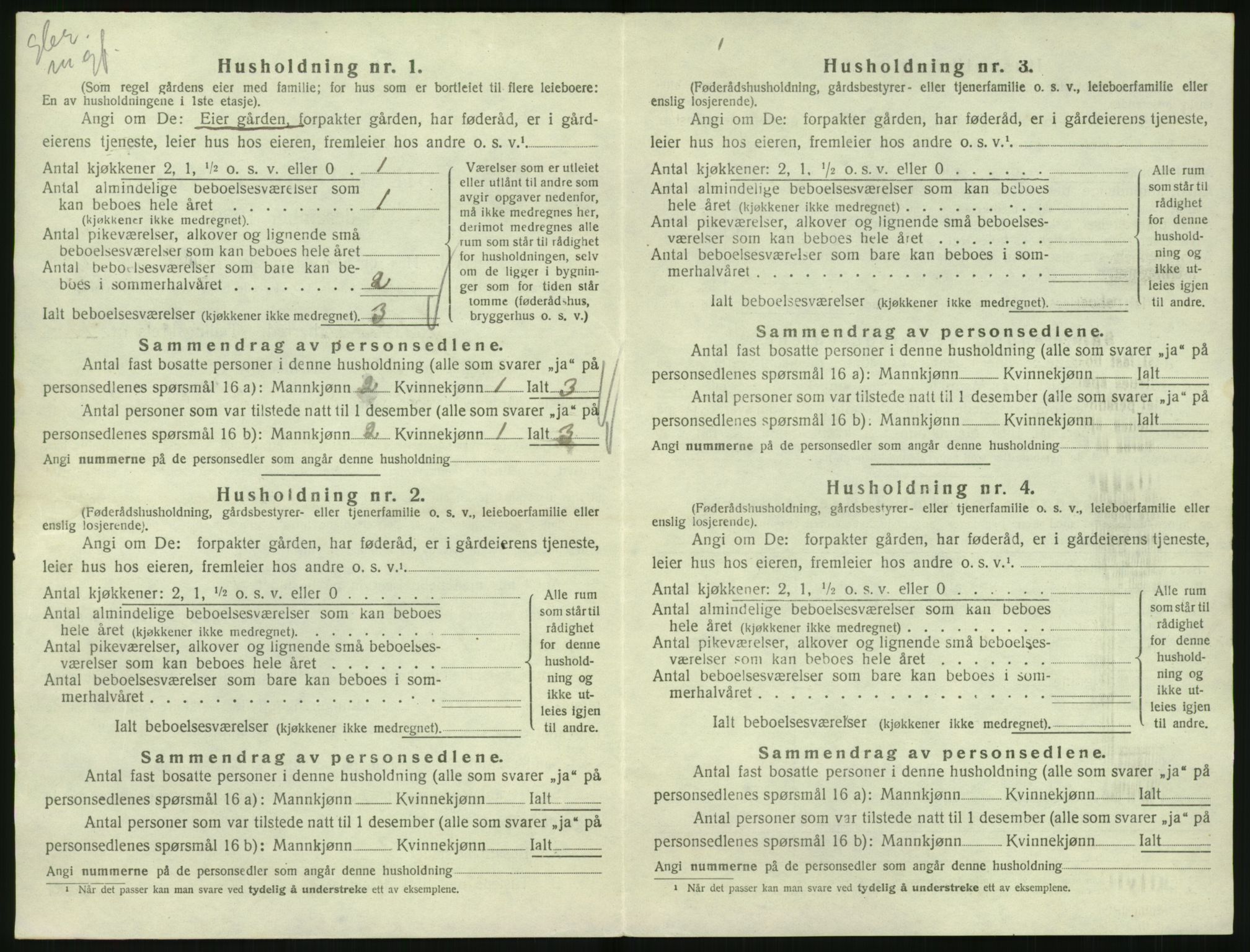 SAK, 1920 census for Gyland, 1920, p. 451