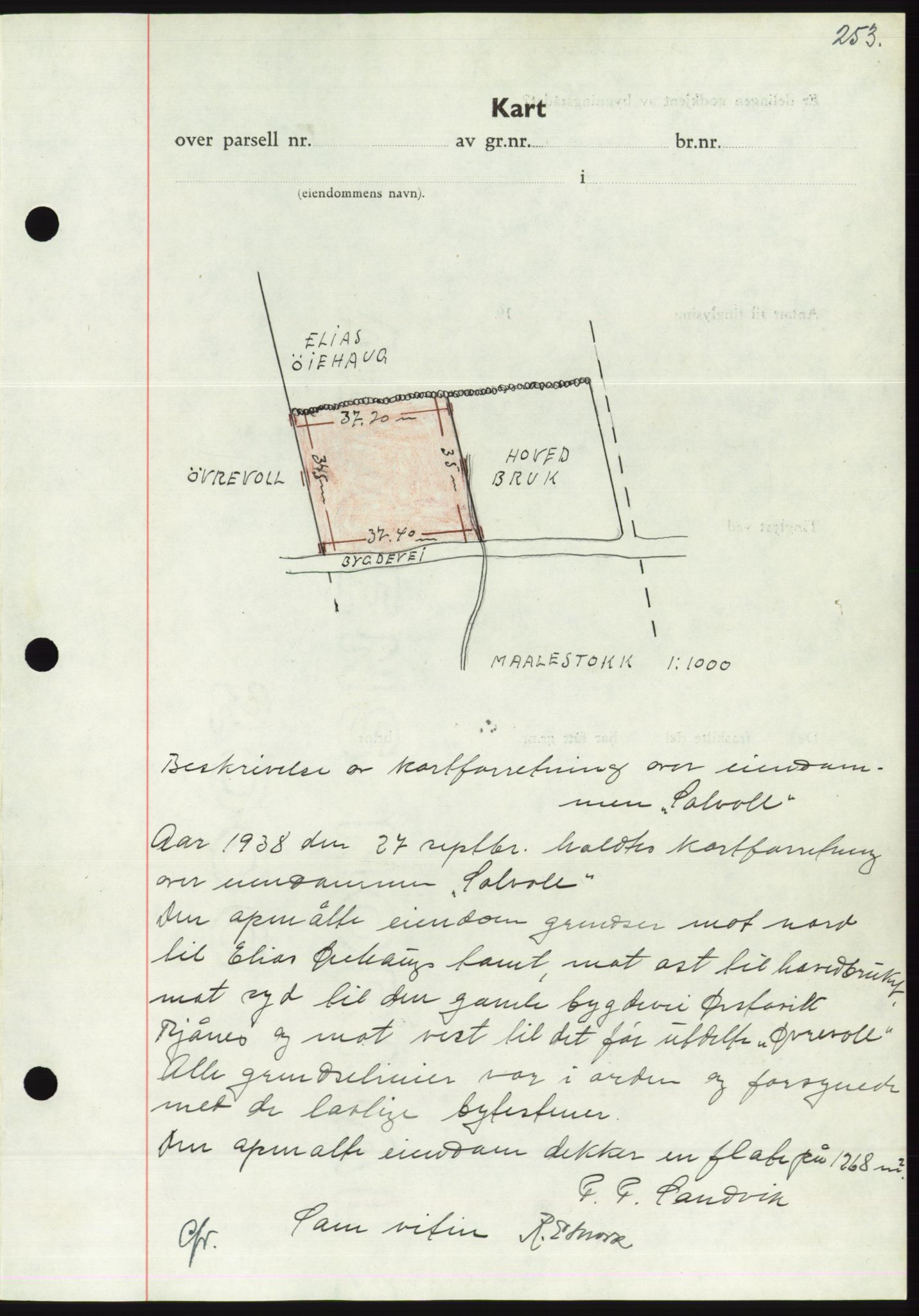 Søre Sunnmøre sorenskriveri, AV/SAT-A-4122/1/2/2C/L0066: Mortgage book no. 60, 1938-1938, Diary no: : 1393/1938