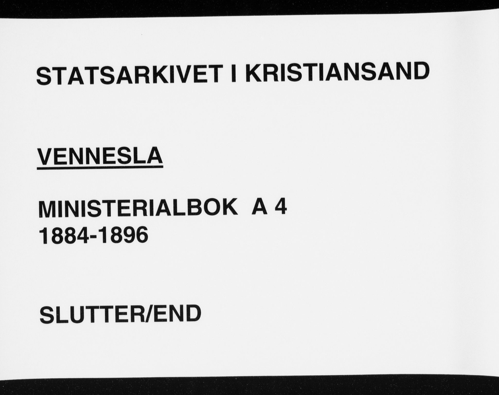 Vennesla sokneprestkontor, AV/SAK-1111-0045/Fa/Fab/L0004: Parish register (official) no. A 4, 1884-1896