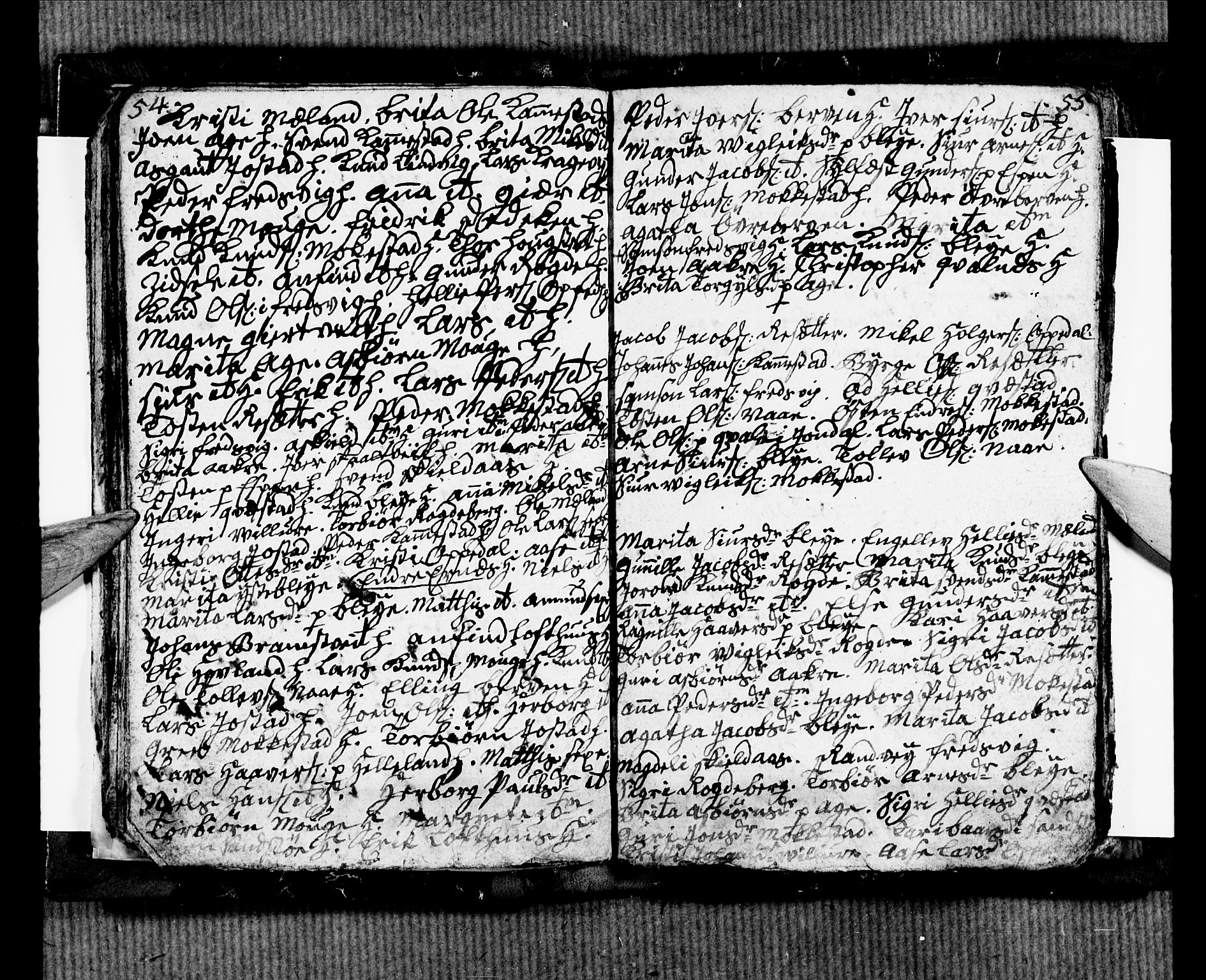 Ullensvang sokneprestembete, SAB/A-78701/H/Hab: Parish register (copy) no. B 4, 1775-1778, p. 54-55