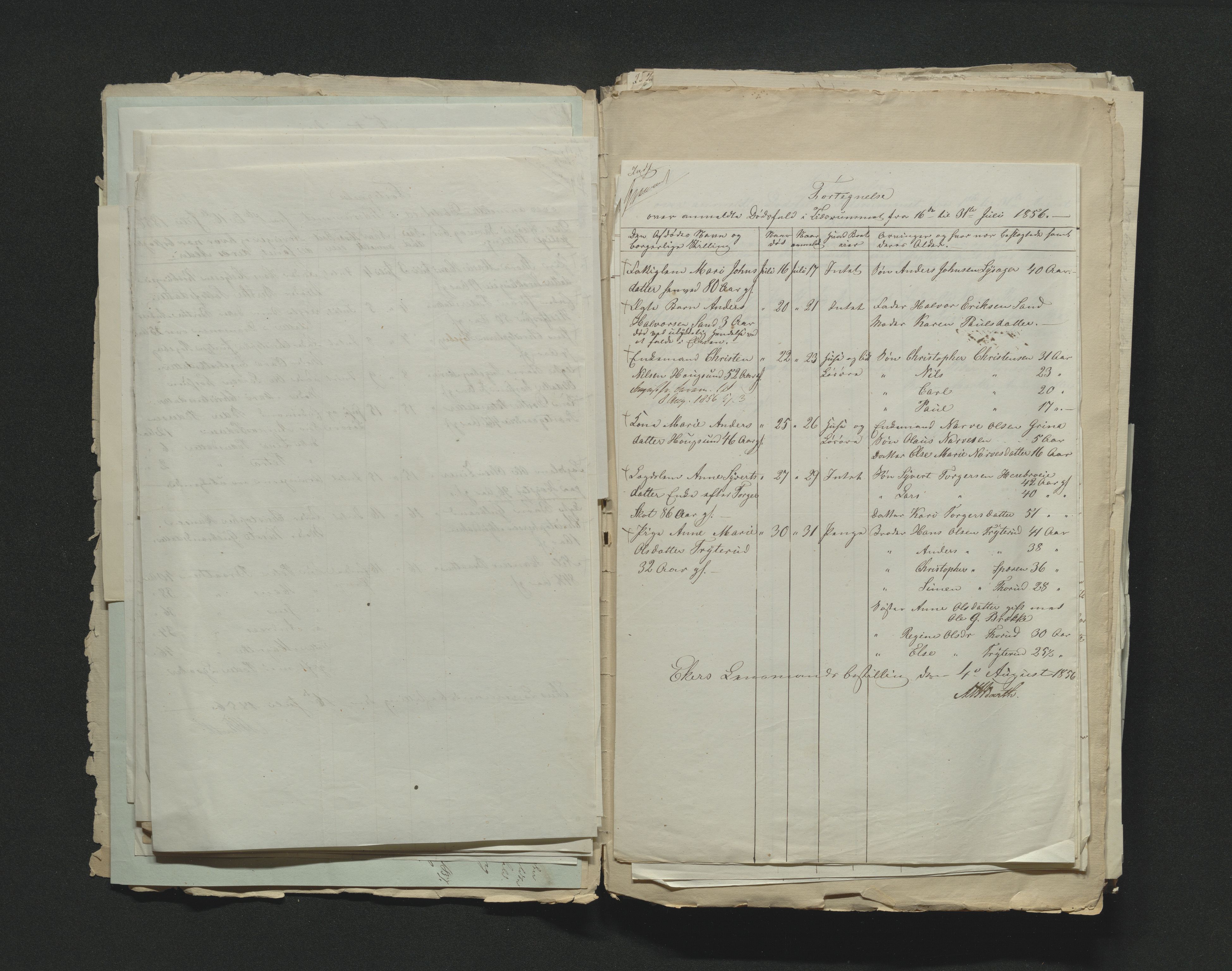 Eiker, Modum og Sigdal sorenskriveri, AV/SAKO-A-123/H/Ha/Hab/L0009: Dødsfallsmeldinger, 1854-1857, p. 287