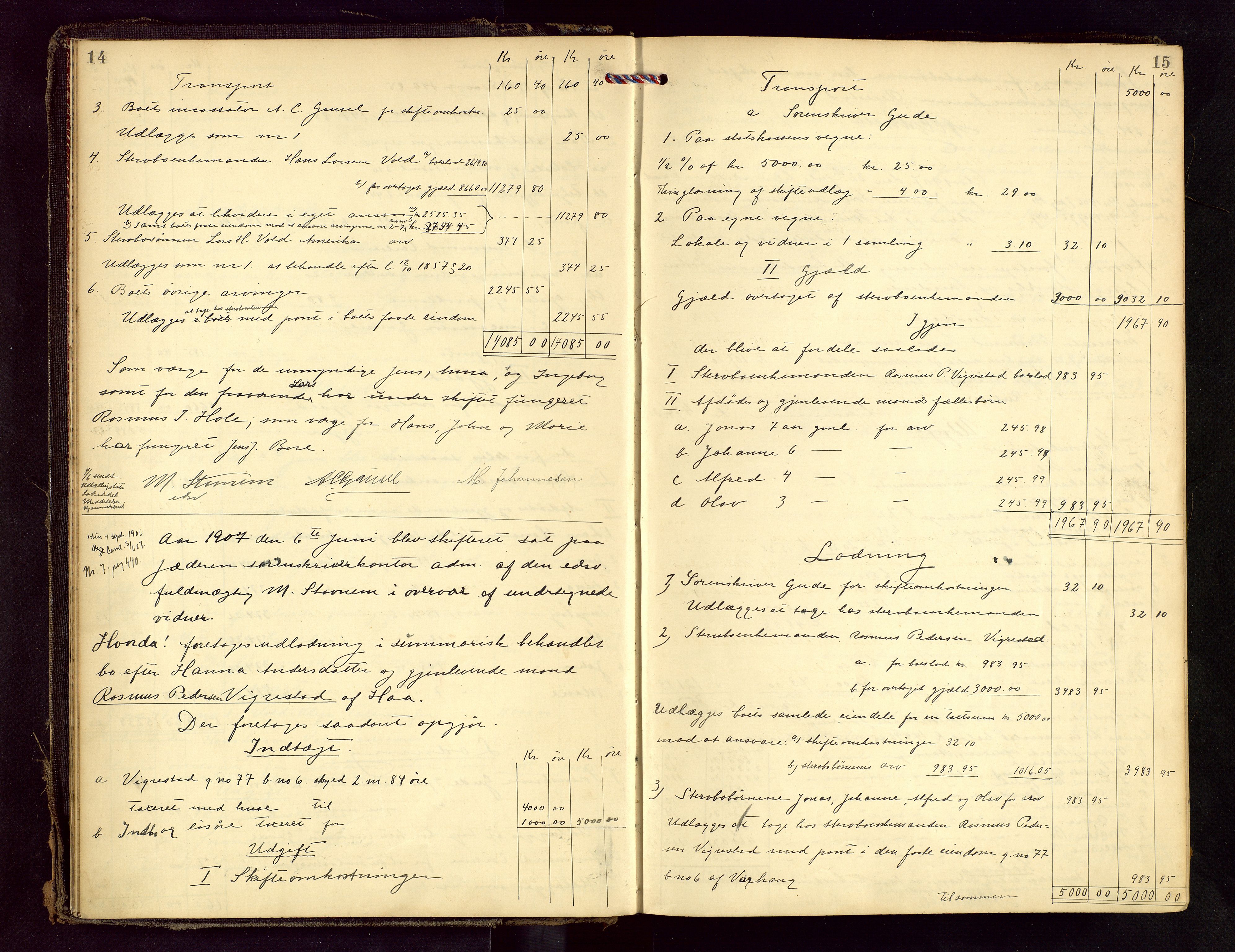 Jæren sorenskriveri, AV/SAST-A-100310/01/5/50/50BB/L0007: SKIFTEUTLODNINGSPROTOKOLL, 1907-1914, p. 14-15