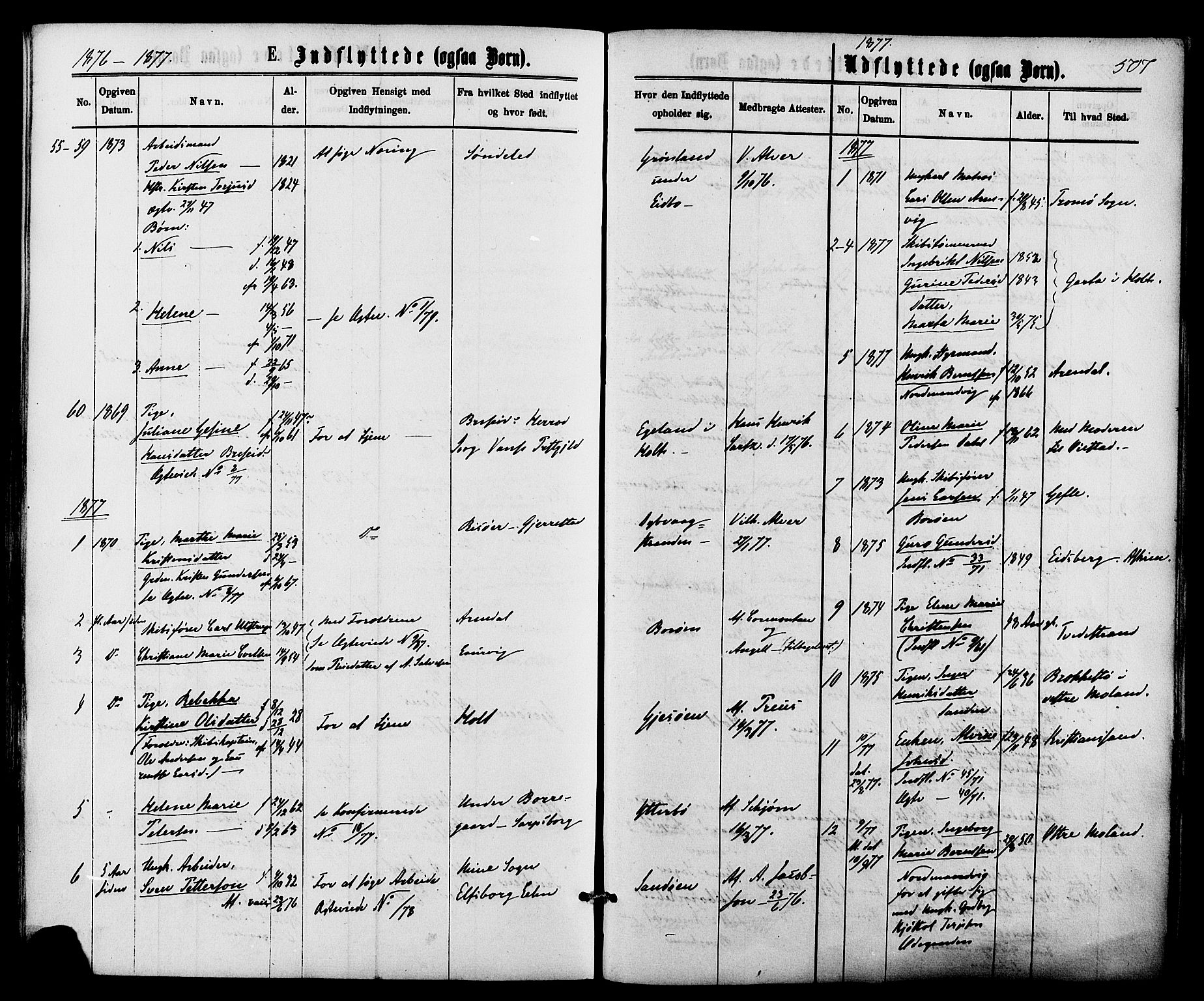 Dypvåg sokneprestkontor, SAK/1111-0007/F/Fa/Faa/L0007: Parish register (official) no. A 7/ 1, 1872-1884, p. 507