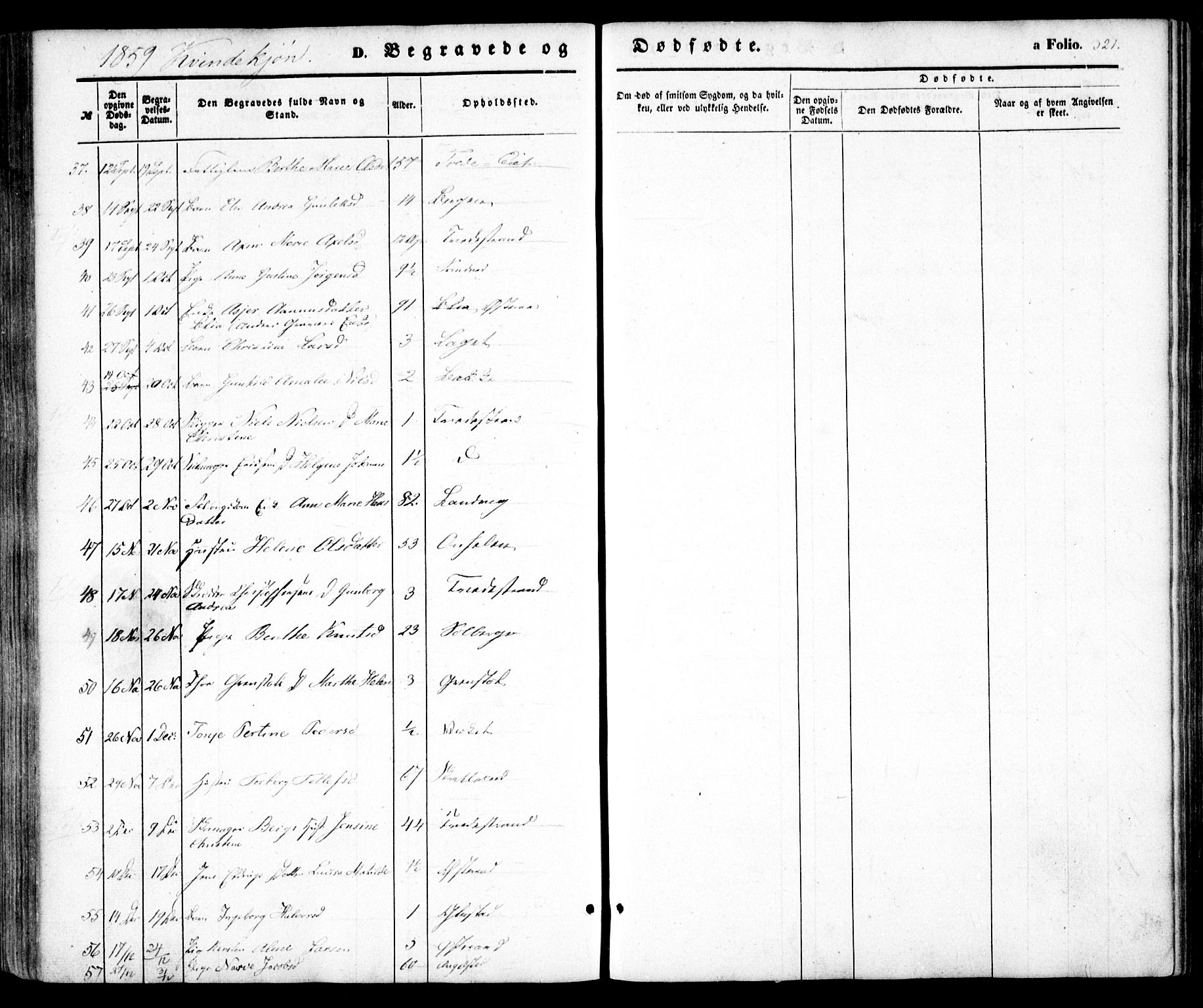 Holt sokneprestkontor, AV/SAK-1111-0021/F/Fa/L0008: Parish register (official) no. A 8, 1849-1860, p. 321