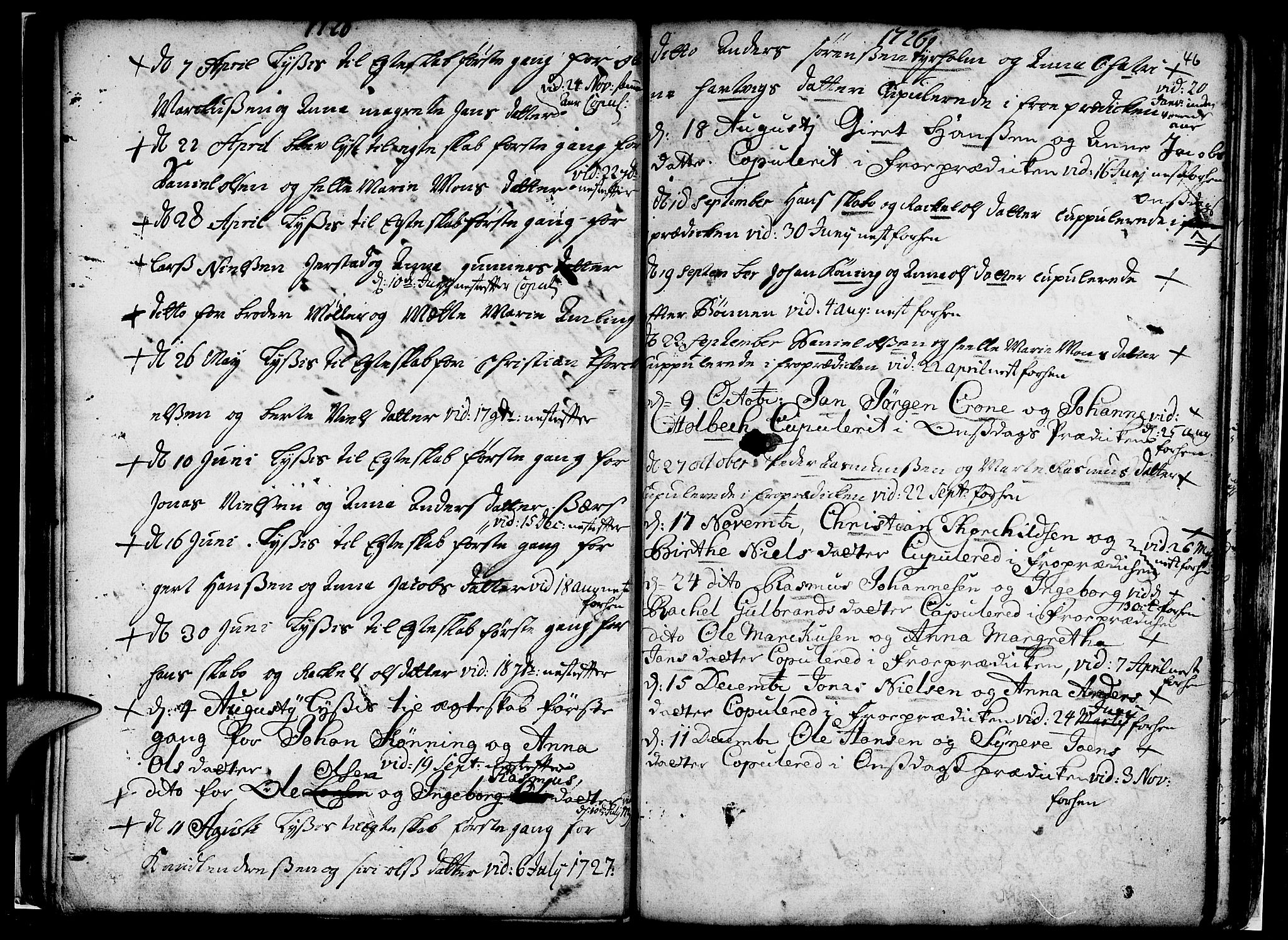 Nykirken Sokneprestembete, AV/SAB-A-77101/H/Haa/L0007: Parish register (official) no. A 7, 1719-1781, p. 46