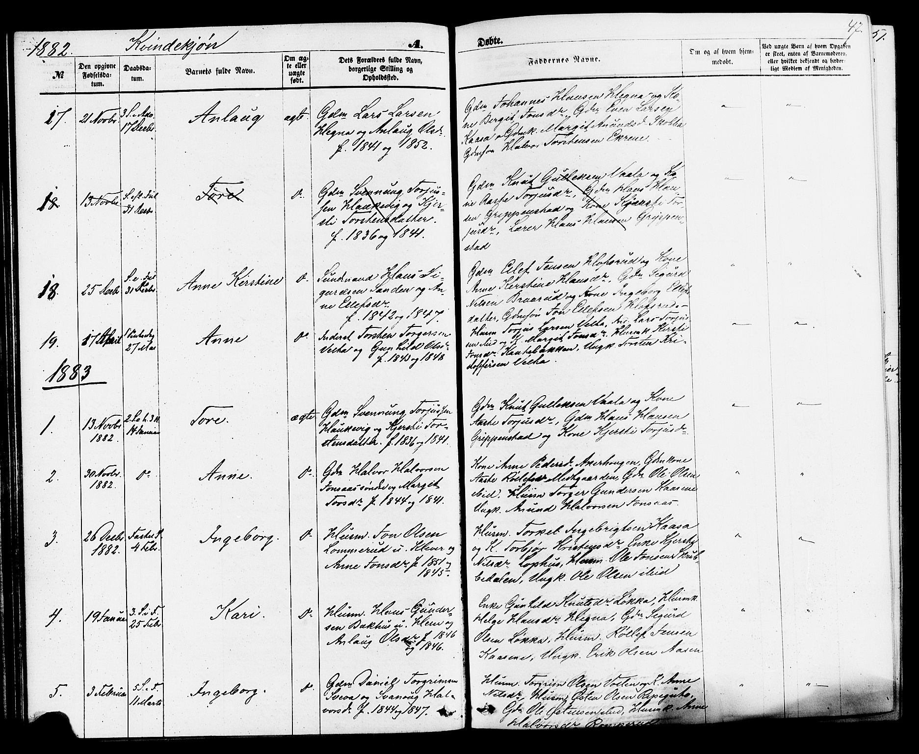 Sauherad kirkebøker, AV/SAKO-A-298/F/Fa/L0008: Parish register (official) no. I 8, 1873-1886, p. 47