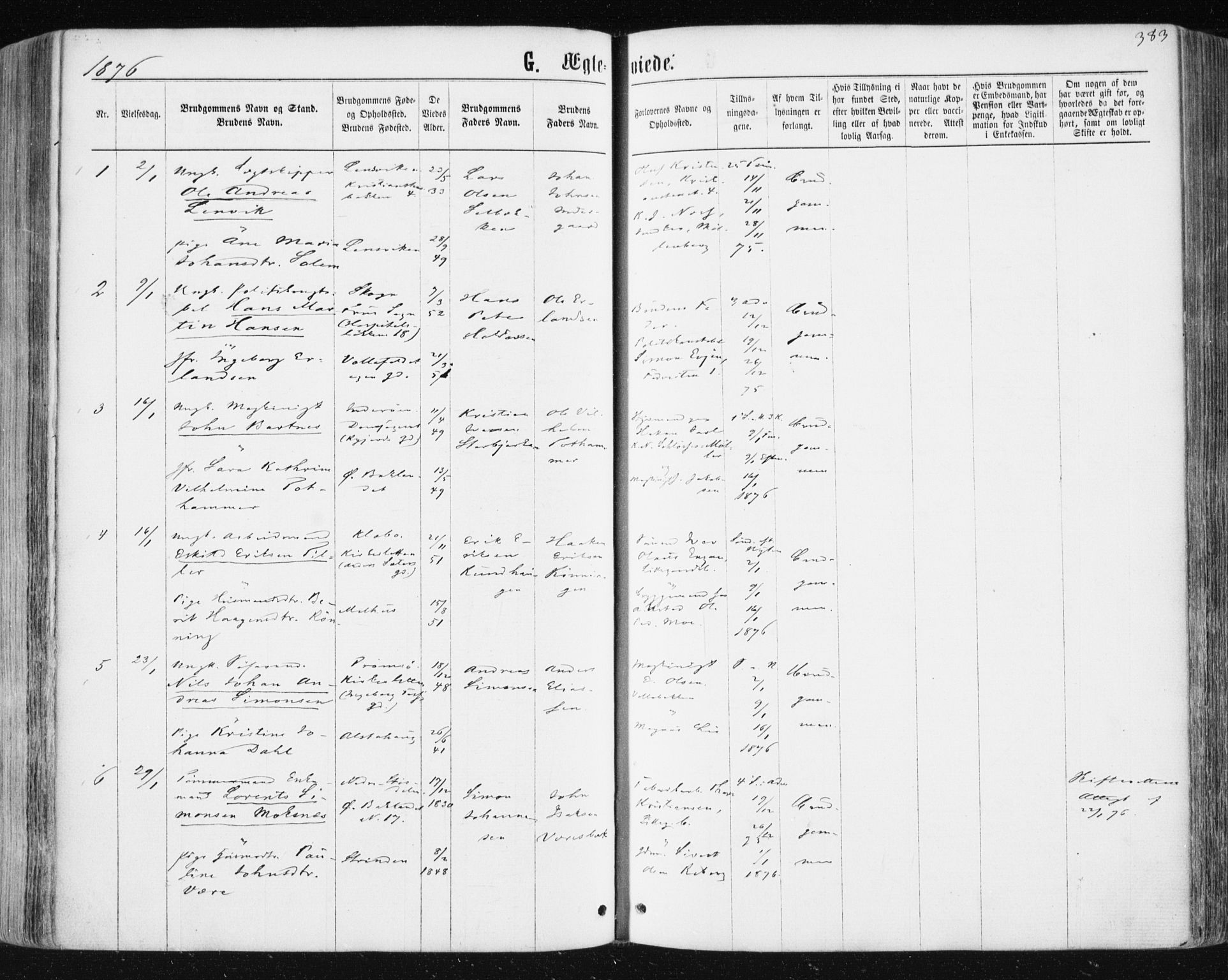 Ministerialprotokoller, klokkerbøker og fødselsregistre - Sør-Trøndelag, AV/SAT-A-1456/604/L0186: Parish register (official) no. 604A07, 1866-1877, p. 383