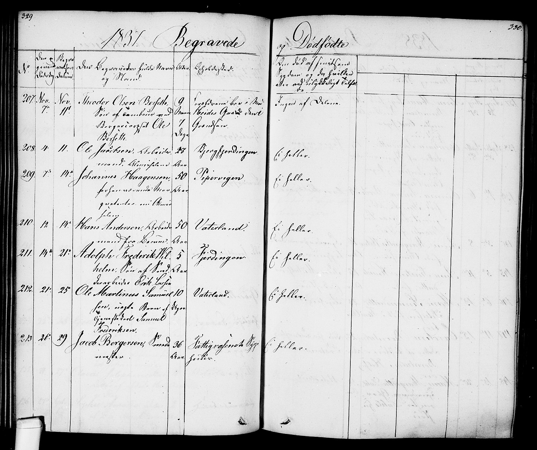 Oslo domkirke Kirkebøker, AV/SAO-A-10752/F/Fa/L0024: Parish register (official) no. 24, 1833-1846, p. 329-330