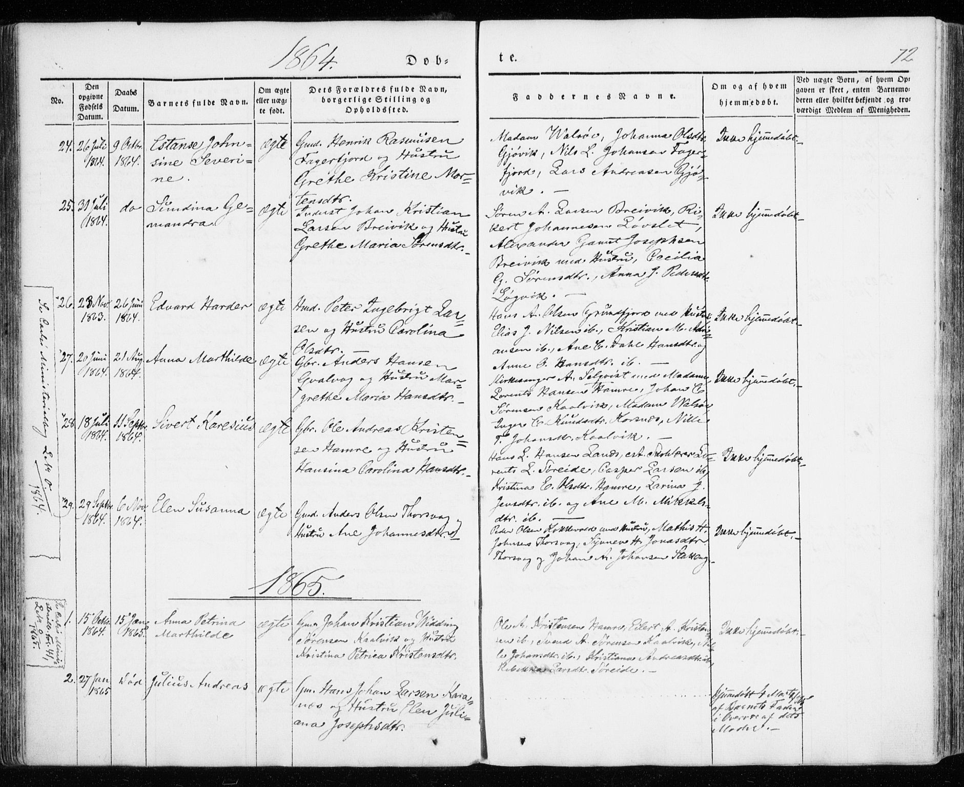 Karlsøy sokneprestembete, SATØ/S-1299/H/Ha/Haa/L0009kirke: Parish register (official) no. 9, 1838-1867, p. 72