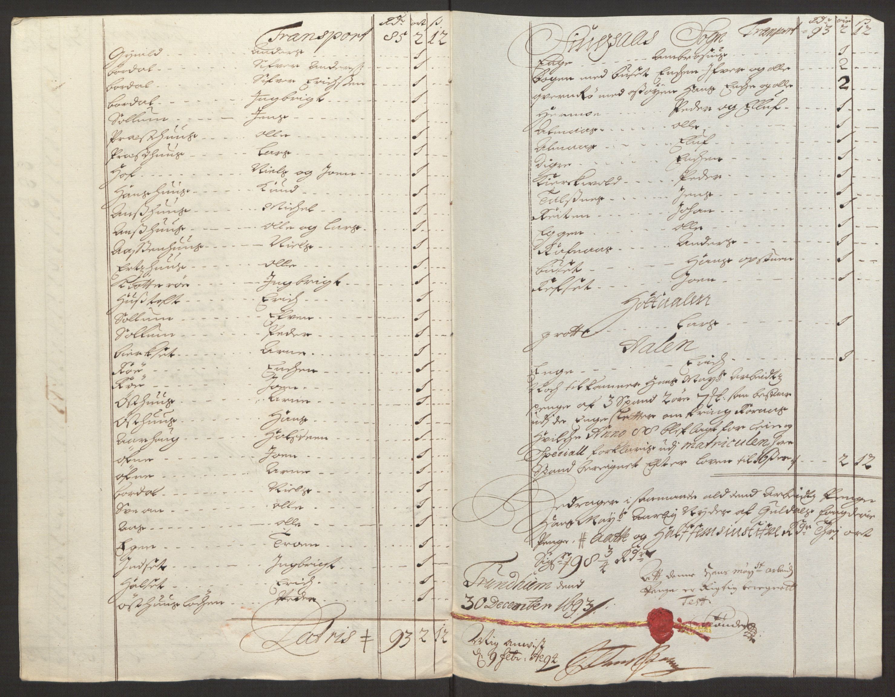 Rentekammeret inntil 1814, Reviderte regnskaper, Fogderegnskap, AV/RA-EA-4092/R59/L3943: Fogderegnskap Gauldal, 1693, p. 142