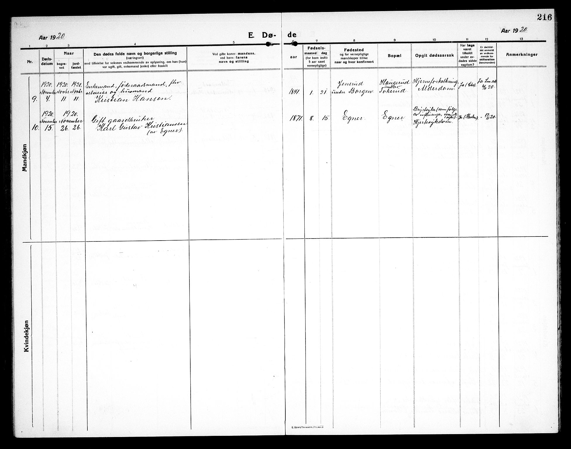 Sørum prestekontor Kirkebøker, AV/SAO-A-10303/G/Ga/L0008: Parish register (copy) no. I 8, 1917-1934, p. 216