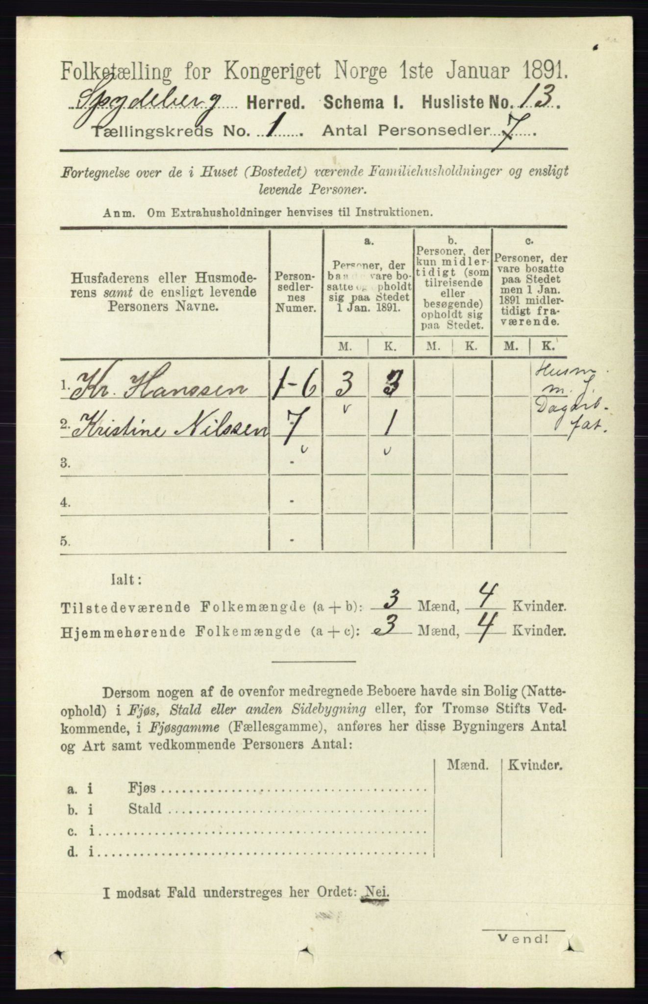 RA, 1891 census for 0123 Spydeberg, 1891, p. 48