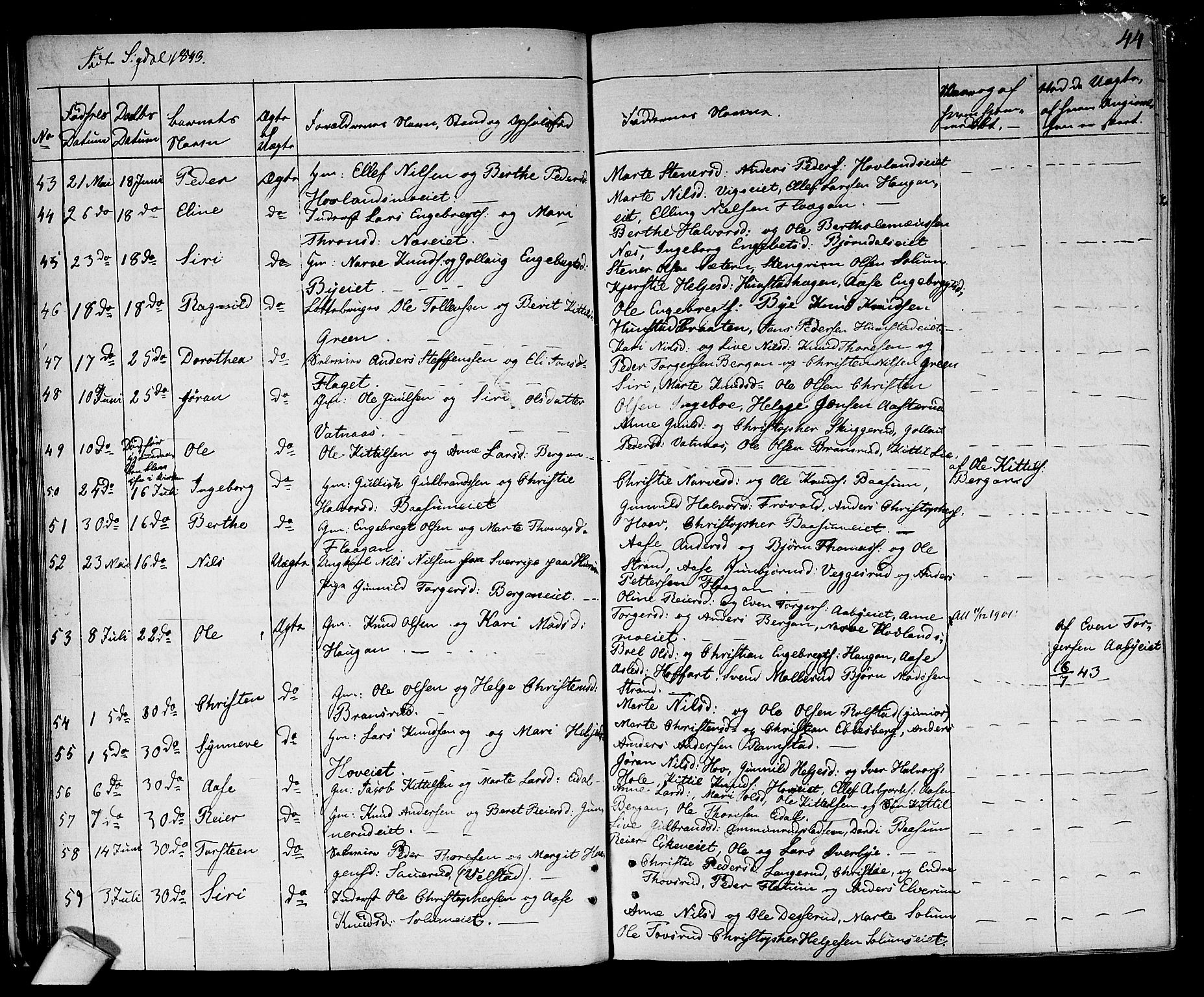 Sigdal kirkebøker, AV/SAKO-A-245/F/Fa/L0006: Parish register (official) no. I 6 /1, 1829-1843, p. 44