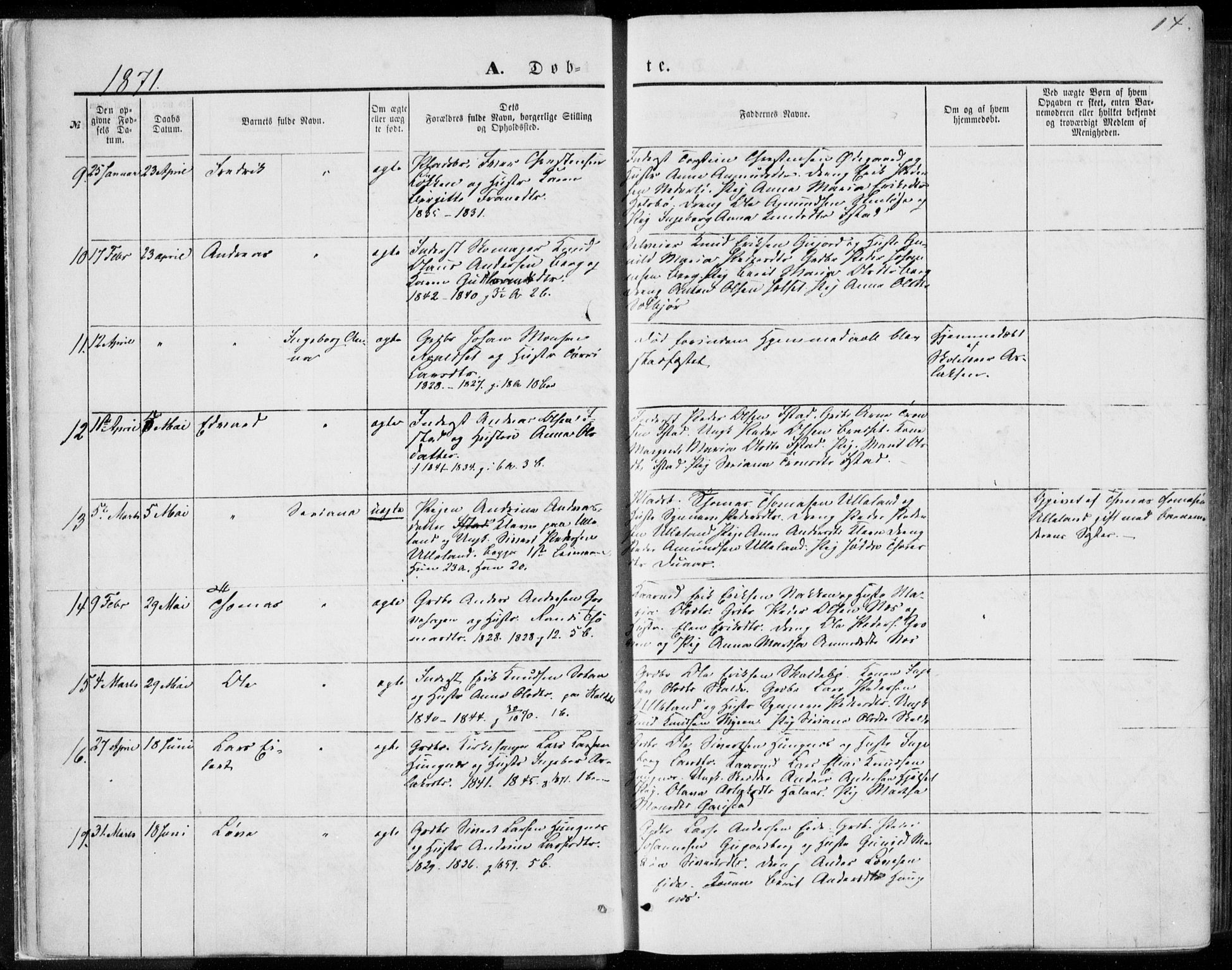 Ministerialprotokoller, klokkerbøker og fødselsregistre - Møre og Romsdal, SAT/A-1454/557/L0681: Parish register (official) no. 557A03, 1869-1886, p. 14