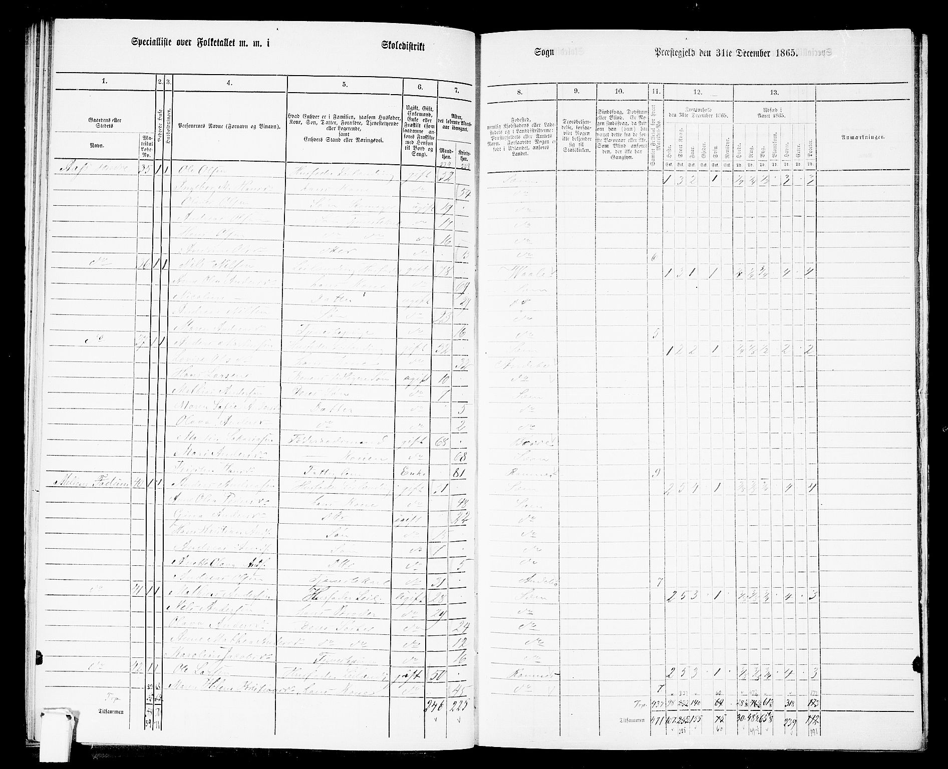 RA, 1865 census for Sem, 1865, p. 68