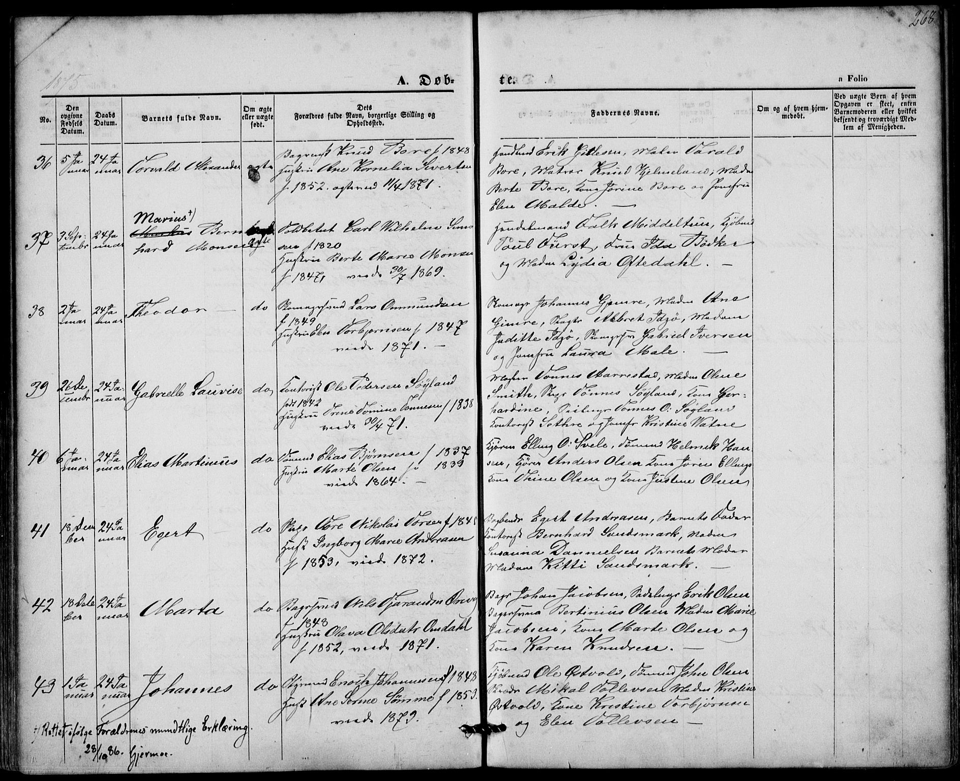 St. Petri sokneprestkontor, AV/SAST-A-101813/001/30/30BA/L0008: Parish register (official) no. A 8, 1868-1876, p. 268