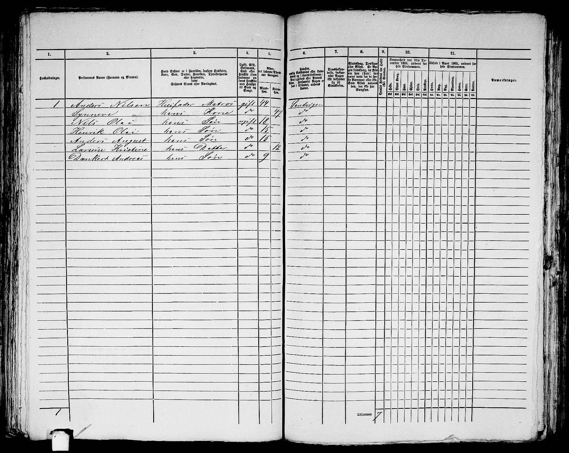 RA, 1865 census for Bergen Landdistrikt/Domkirken og Korskirken, 1865, p. 134