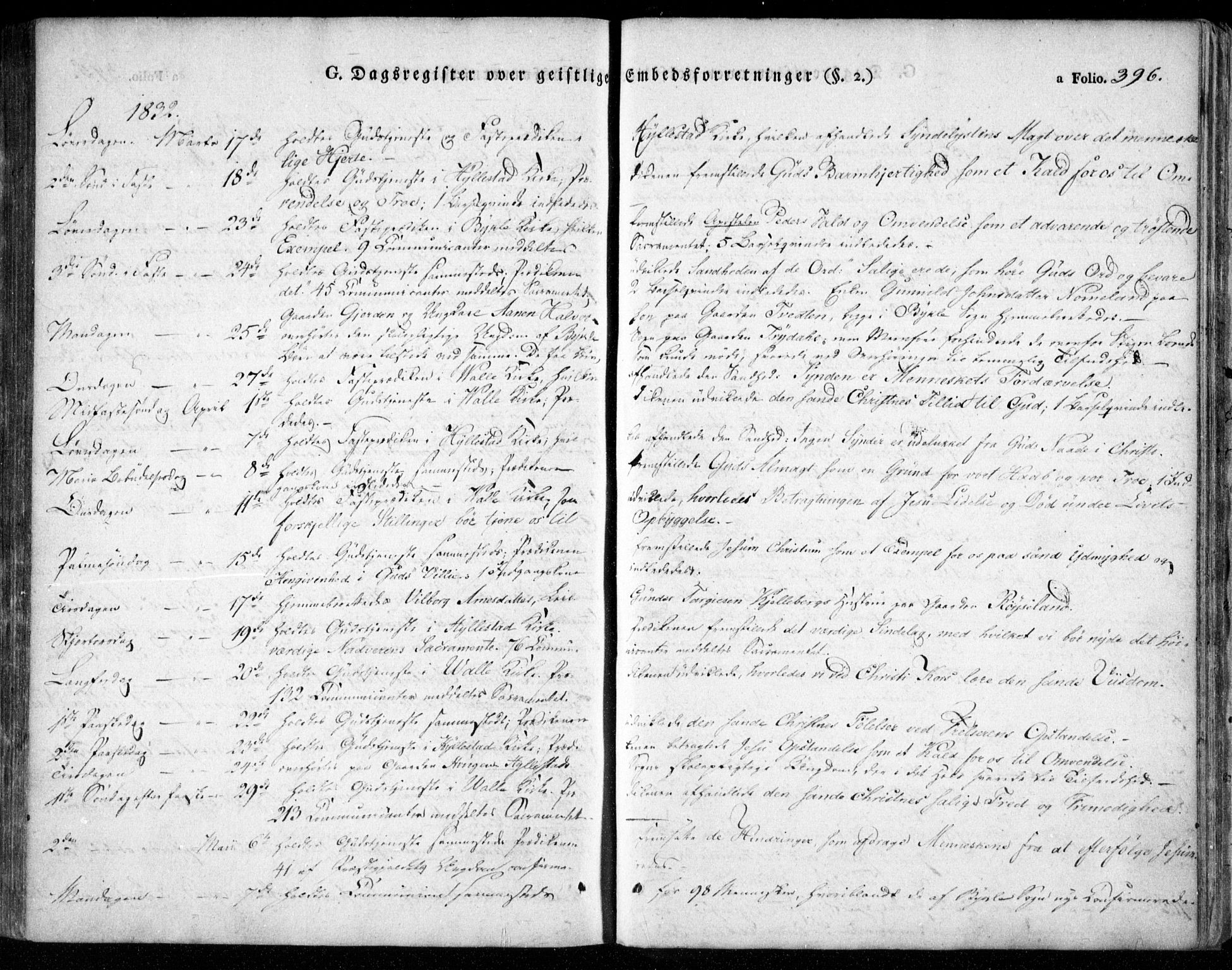 Valle sokneprestkontor, SAK/1111-0044/F/Fa/Fac/L0006: Parish register (official) no. A 6, 1831-1853, p. 396