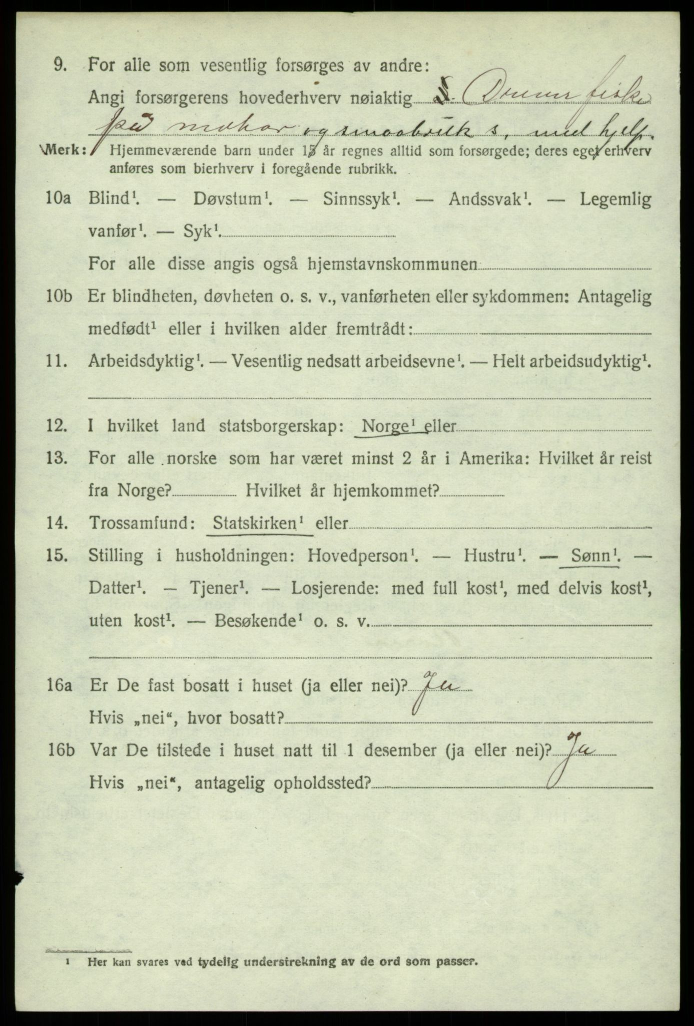 SAB, 1920 census for Sund, 1920, p. 4420