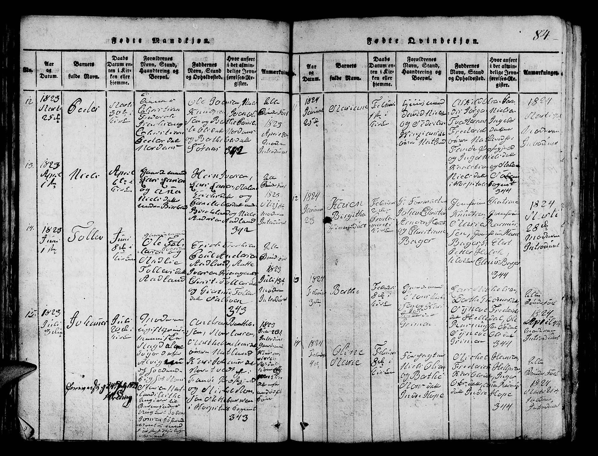 Fana Sokneprestembete, SAB/A-75101/H/Hab/Haba/L0001: Parish register (copy) no. A 1, 1816-1836, p. 84