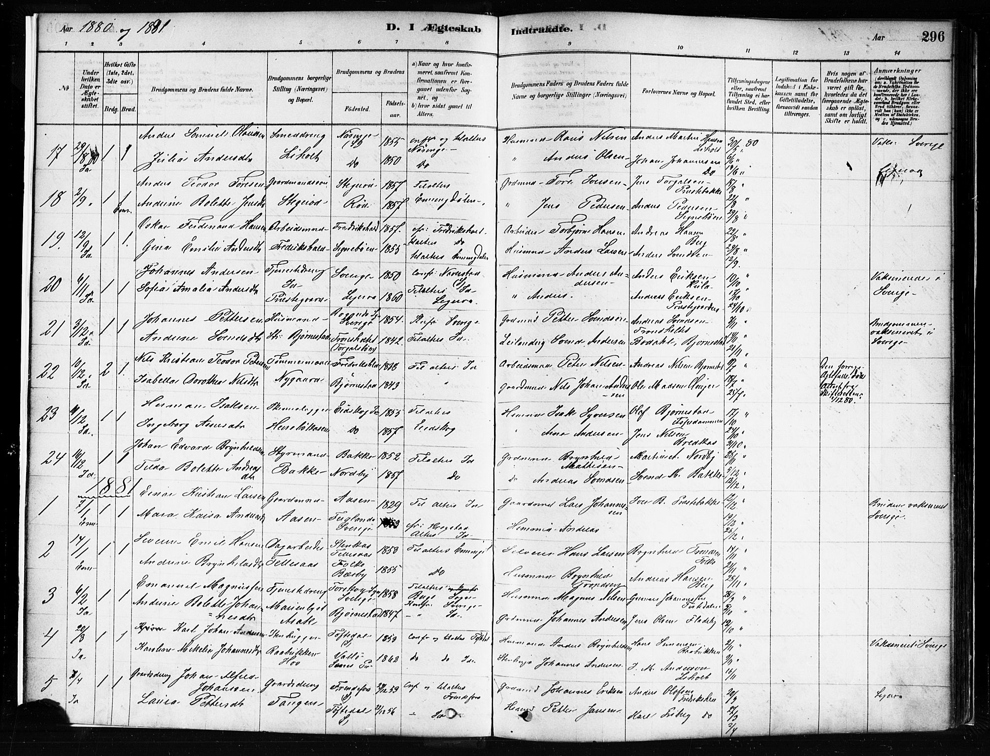 Idd prestekontor Kirkebøker, SAO/A-10911/F/Fc/L0006b: Parish register (official) no. III 6B, 1878-1903, p. 296