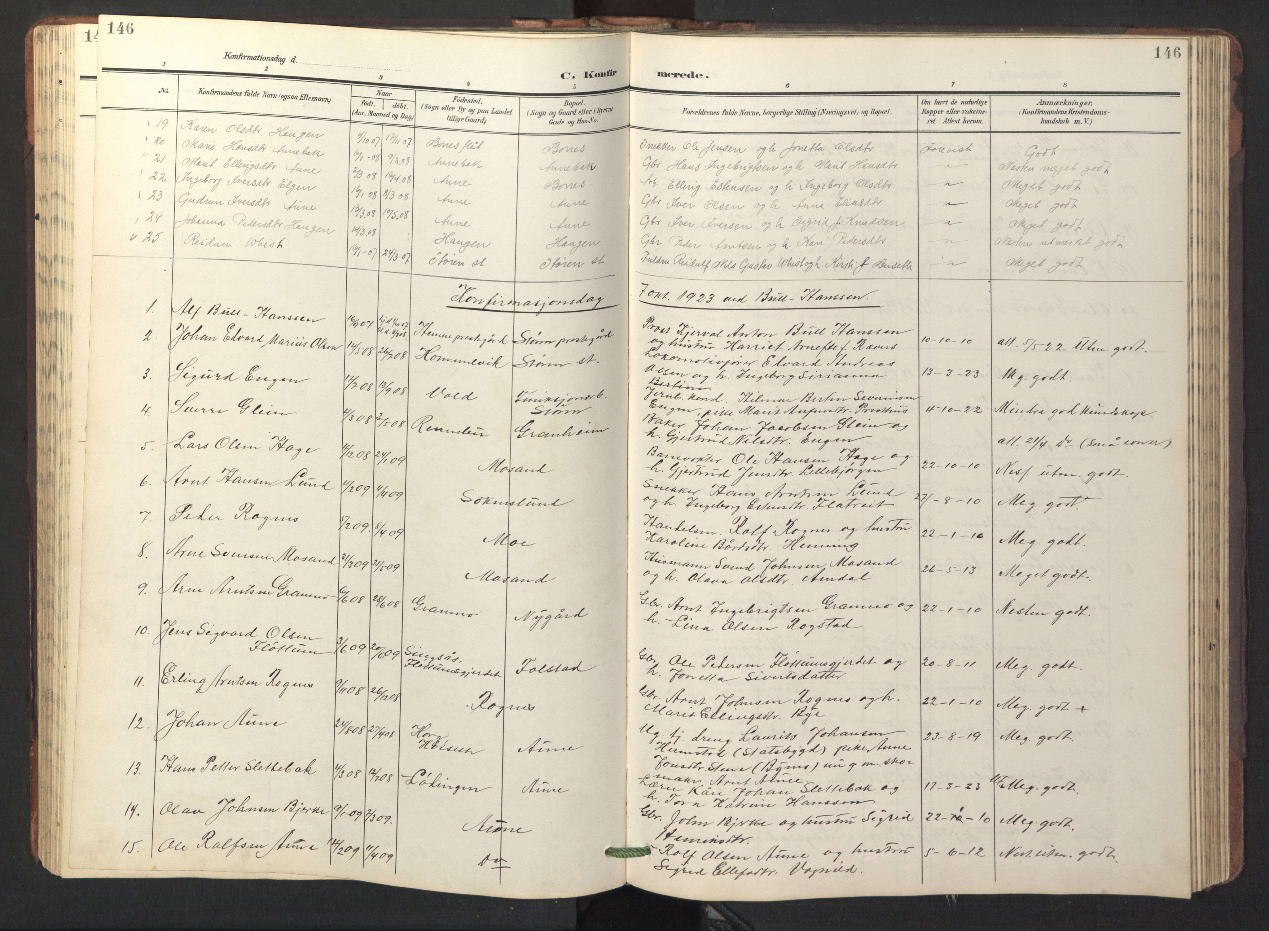 Ministerialprotokoller, klokkerbøker og fødselsregistre - Sør-Trøndelag, AV/SAT-A-1456/687/L1019: Parish register (copy) no. 687C03, 1904-1931, p. 146