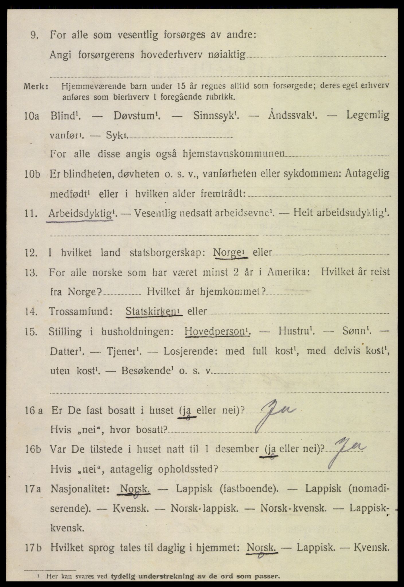 SAT, 1920 census for Sørli, 1920, p. 1064