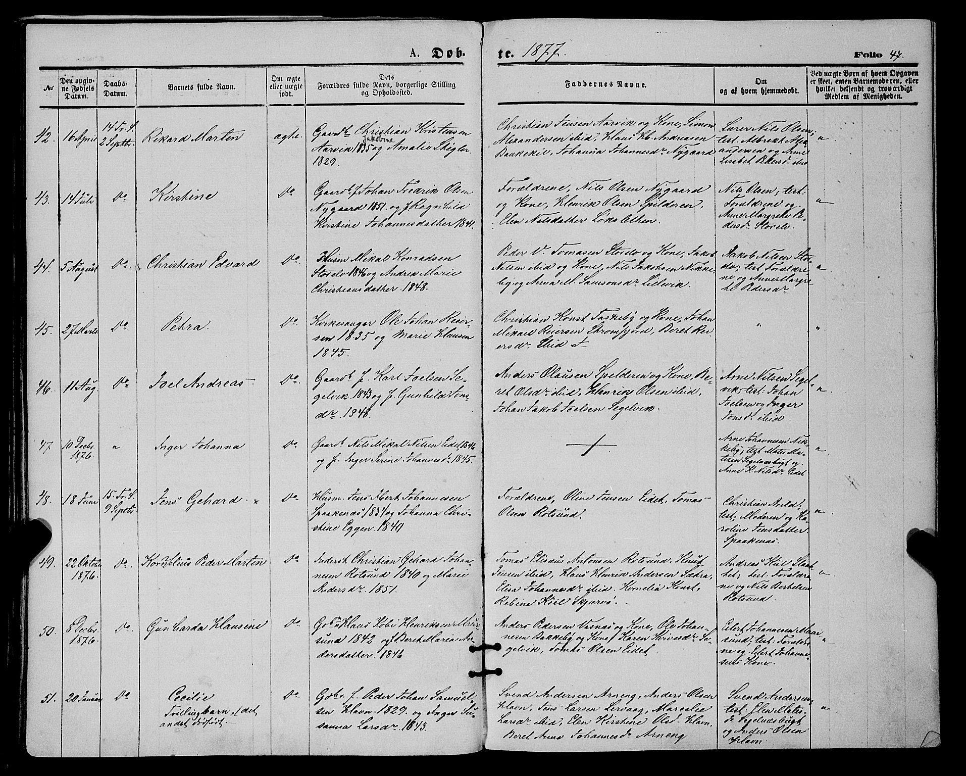 Skjervøy sokneprestkontor, SATØ/S-1300/H/Ha/Haa/L0008kirke: Parish register (official) no. 8, 1871-1877, p. 47