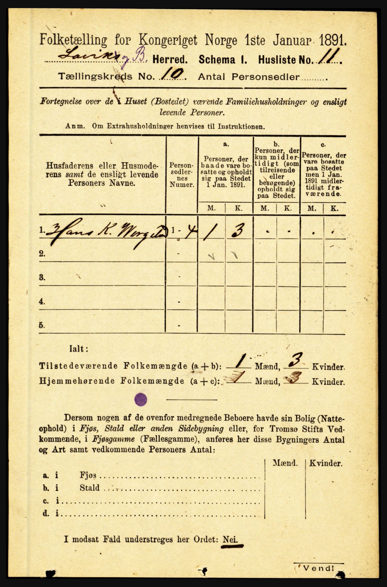 RA, 1891 census for 1415 Lavik og Brekke, 1891, p. 1967