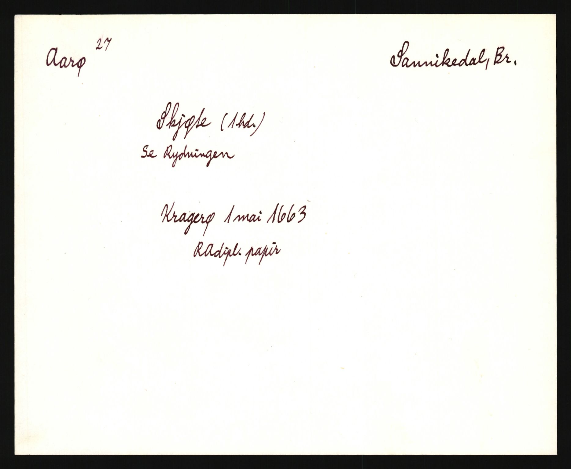 Riksarkivets diplomsamling, AV/RA-EA-5965/F35/F35e/L0020: Registreringssedler Telemark 1, 1400-1700, p. 131