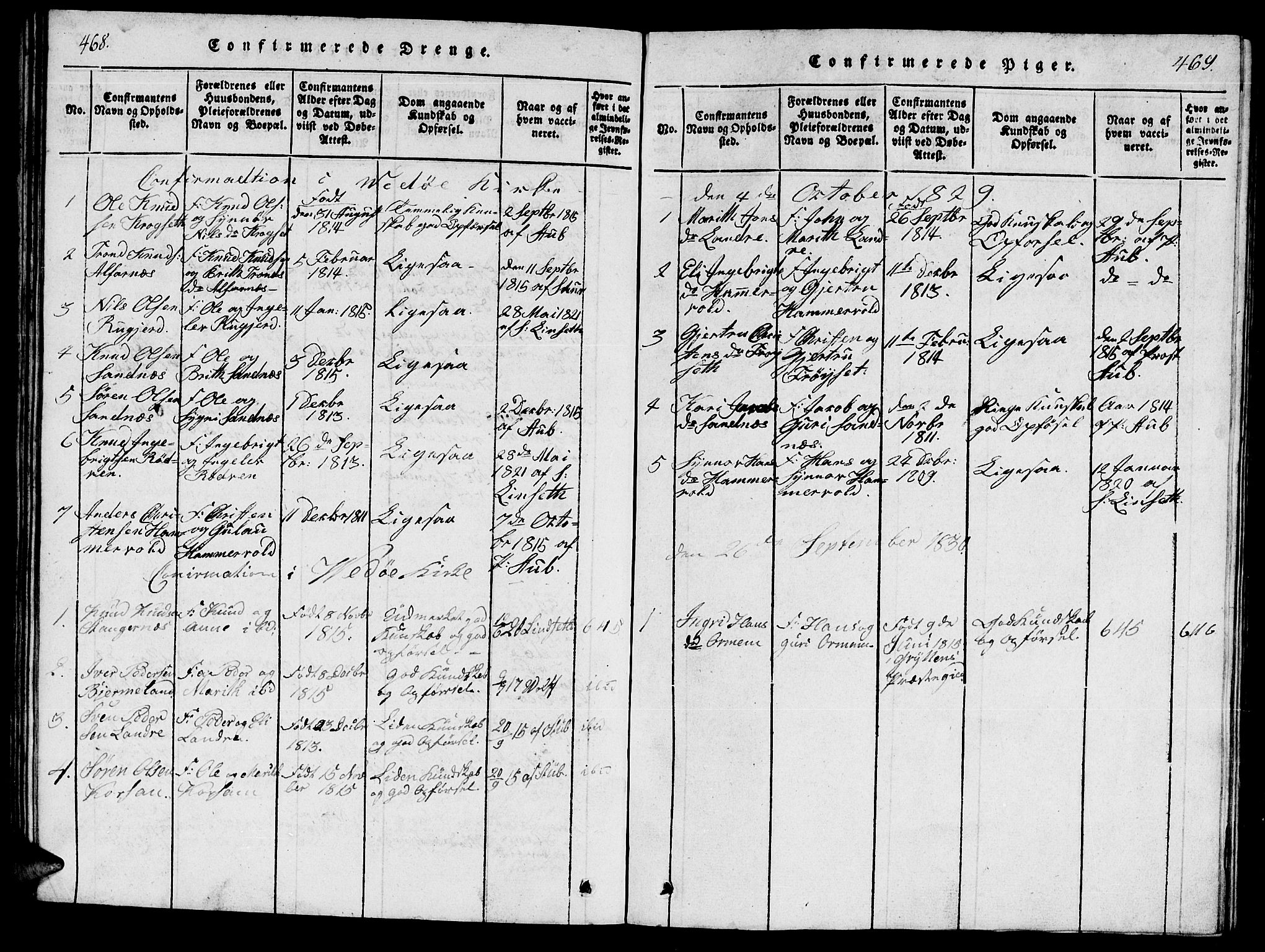 Ministerialprotokoller, klokkerbøker og fødselsregistre - Møre og Romsdal, AV/SAT-A-1454/548/L0613: Parish register (copy) no. 548C01, 1818-1846, p. 468-469