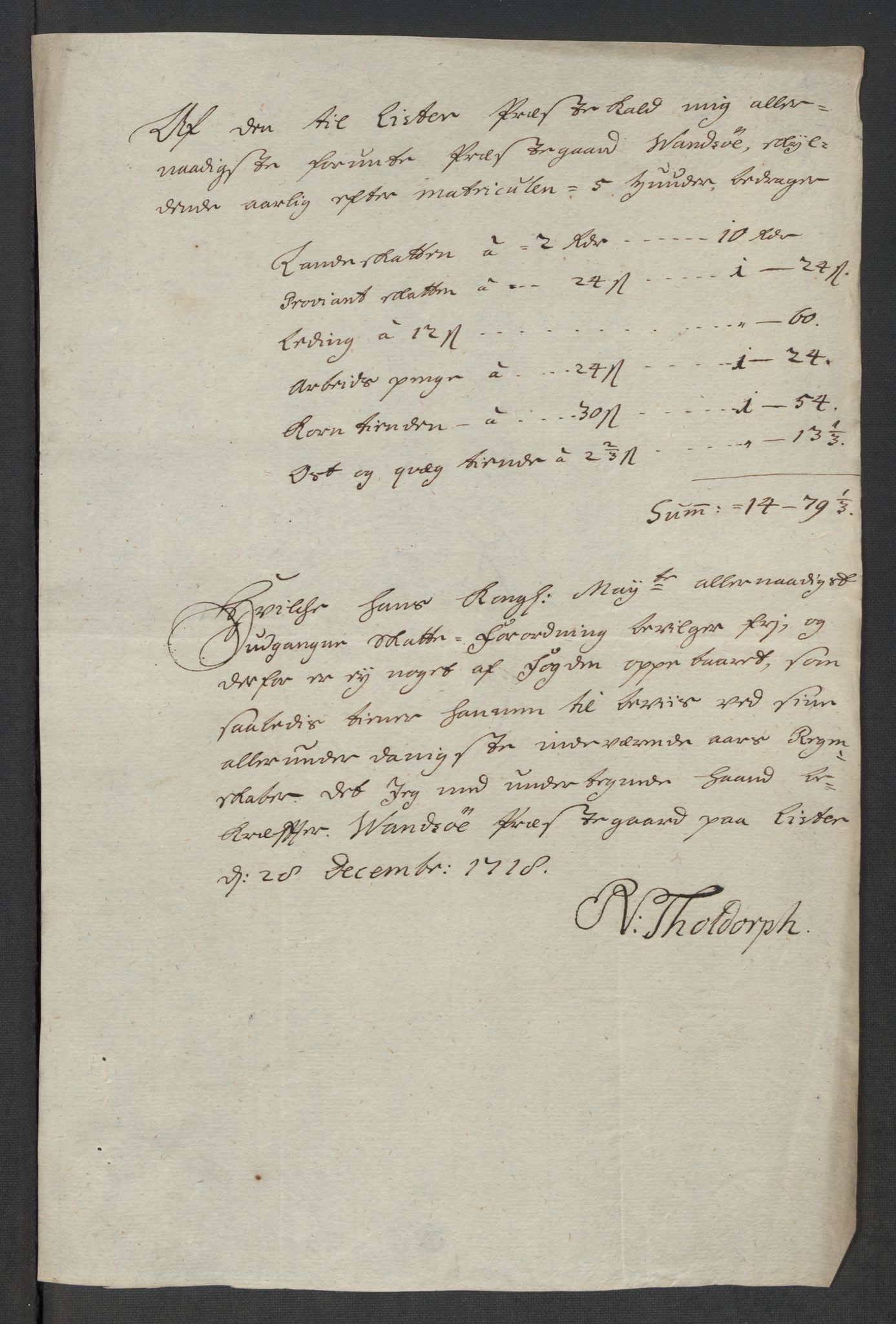 Rentekammeret inntil 1814, Reviderte regnskaper, Fogderegnskap, AV/RA-EA-4092/R43/L2563: Fogderegnskap Lista og Mandal, 1718, p. 332