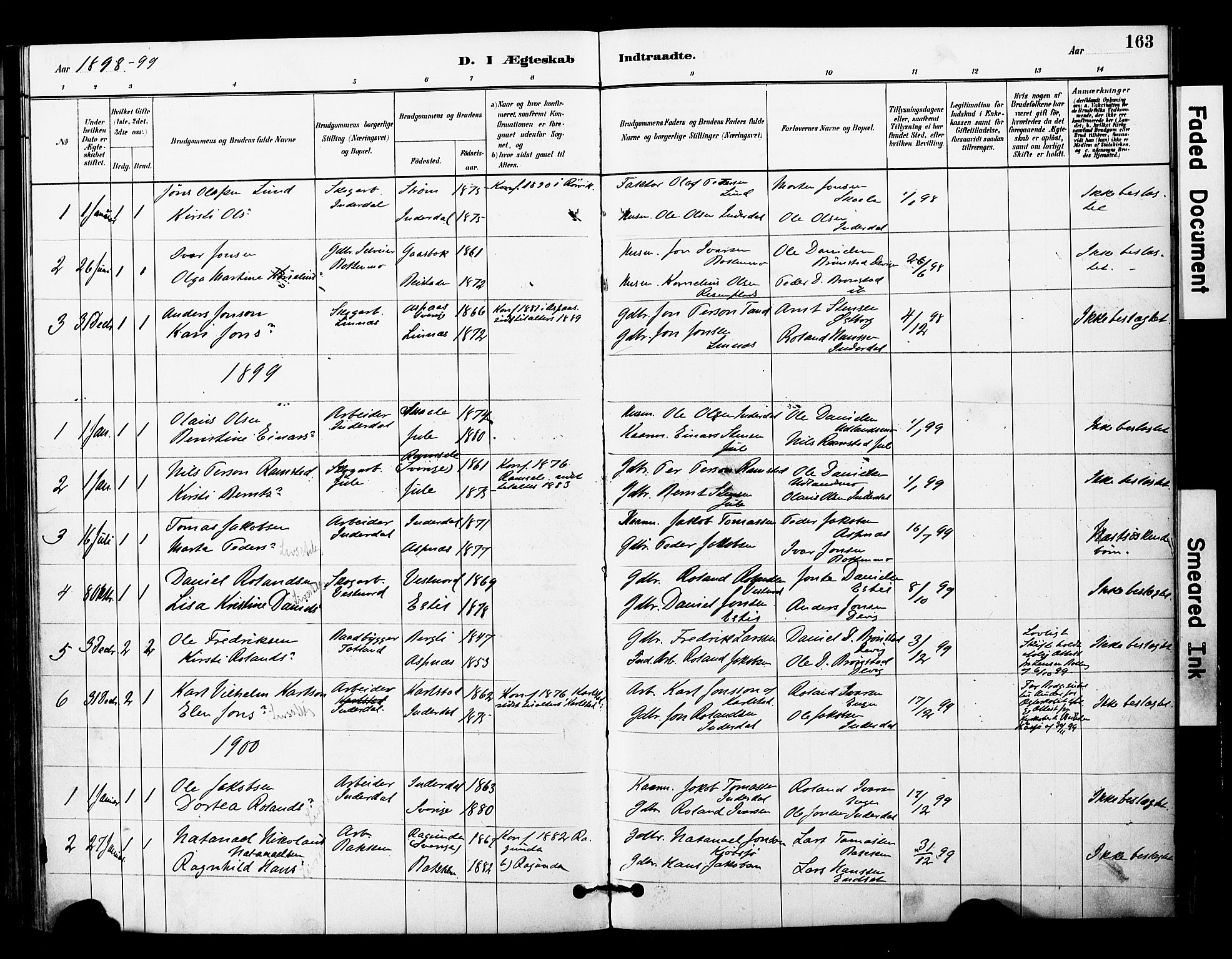 Ministerialprotokoller, klokkerbøker og fødselsregistre - Nord-Trøndelag, SAT/A-1458/757/L0505: Parish register (official) no. 757A01, 1882-1904, p. 163