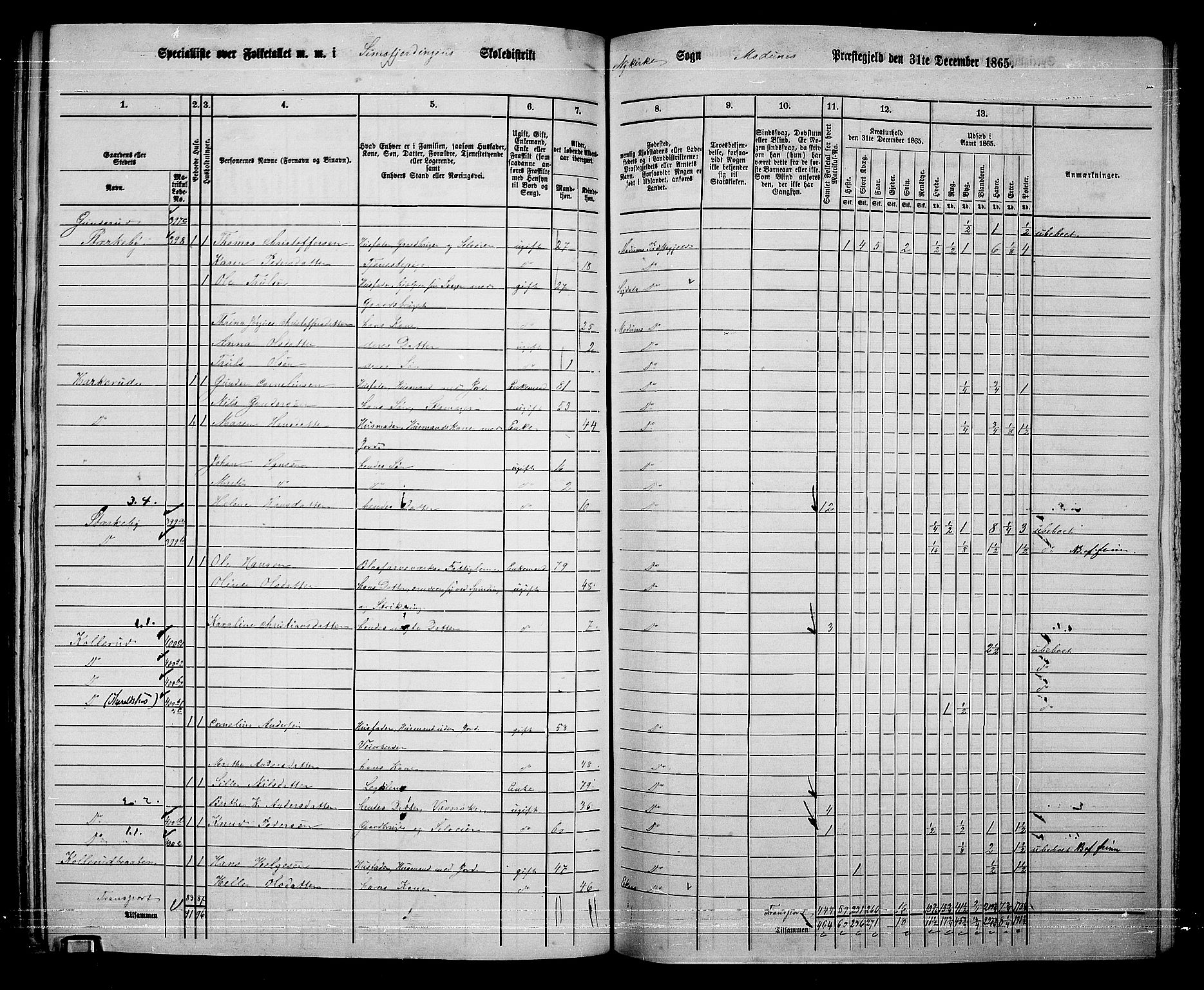 RA, 1865 census for Modum, 1865, p. 273