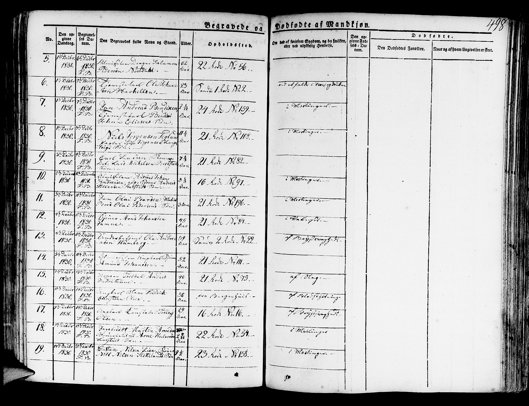 Korskirken sokneprestembete, AV/SAB-A-76101/H/Haa/L0014: Parish register (official) no. A 14, 1823-1835, p. 498