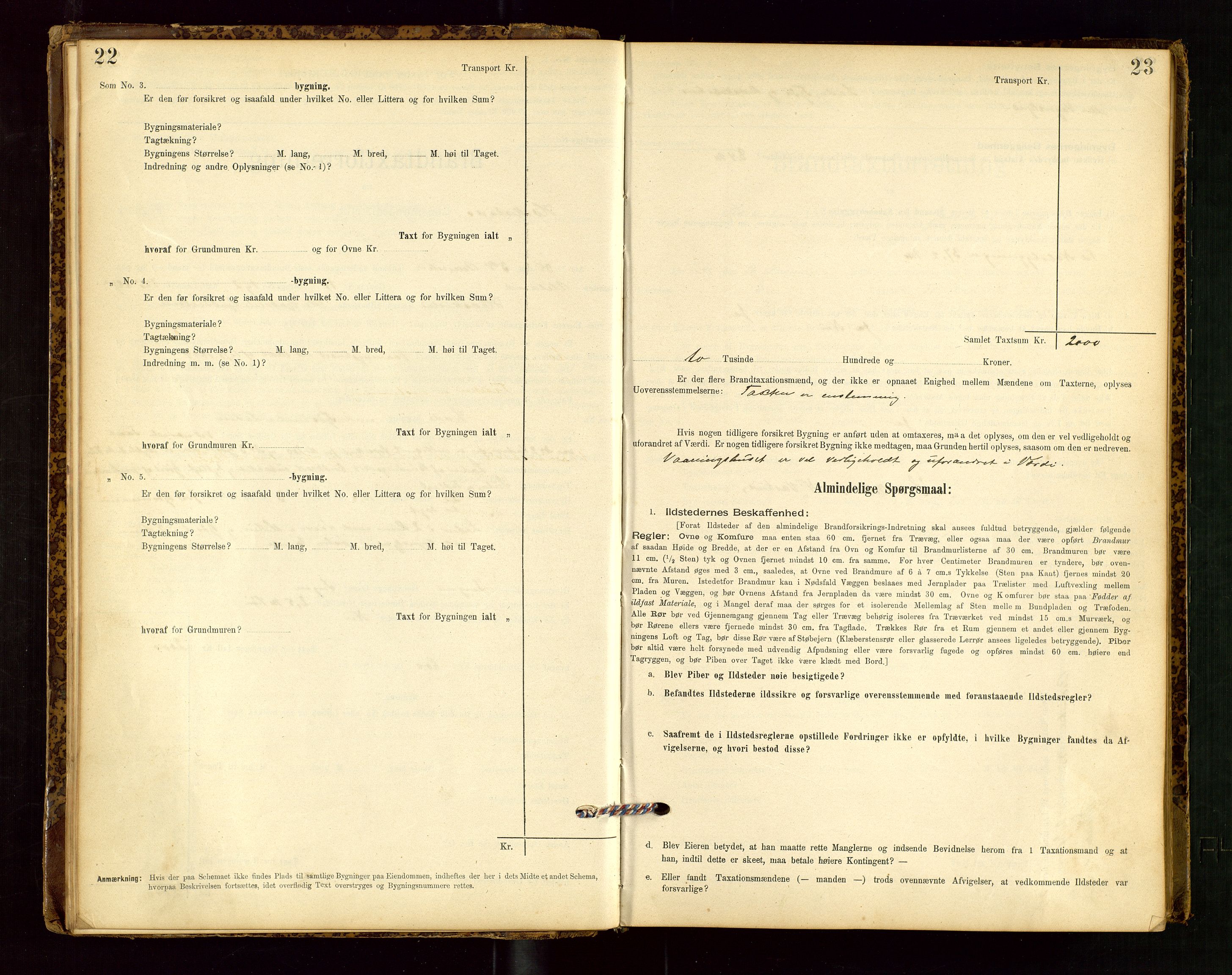 Heskestad lensmannskontor, SAST/A-100304/Gob/L0001: "Brandtaxationsprotokol", 1894-1915, p. 22-23