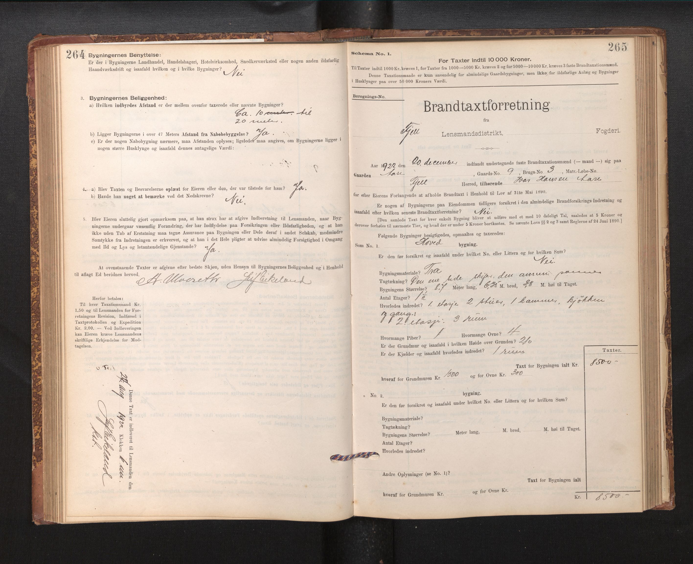 Lensmannen i Fjell, AV/SAB-A-32301/0012/L0005: Branntakstprotokoll, skjematakst, 1895-1931, p. 264-265