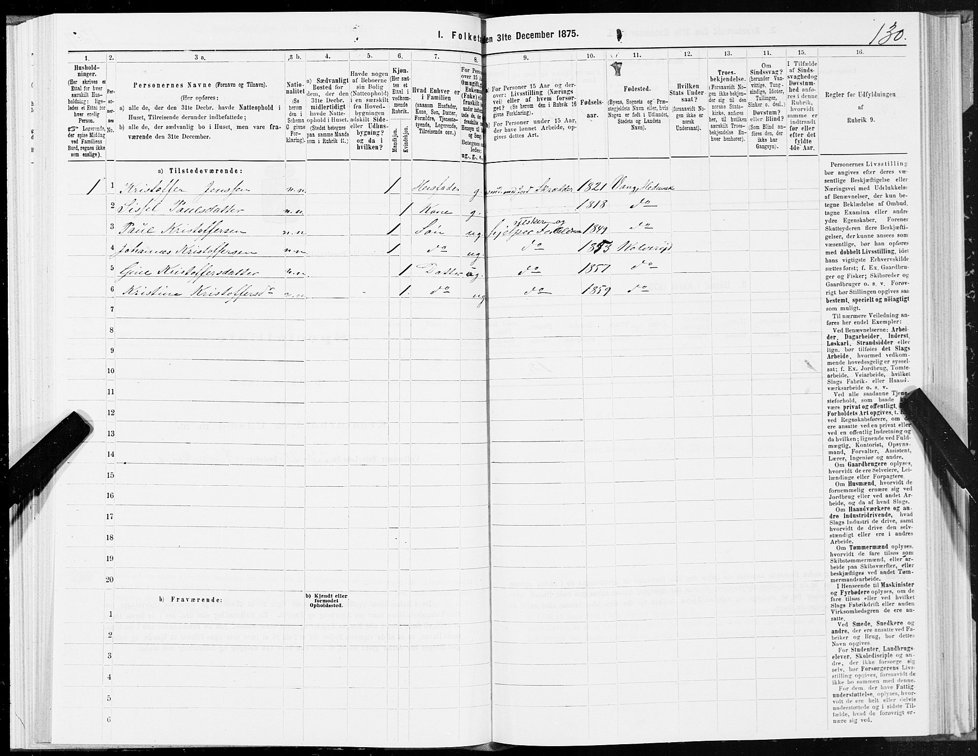 SAT, 1875 census for 1752P Kolvereid, 1875, p. 2130