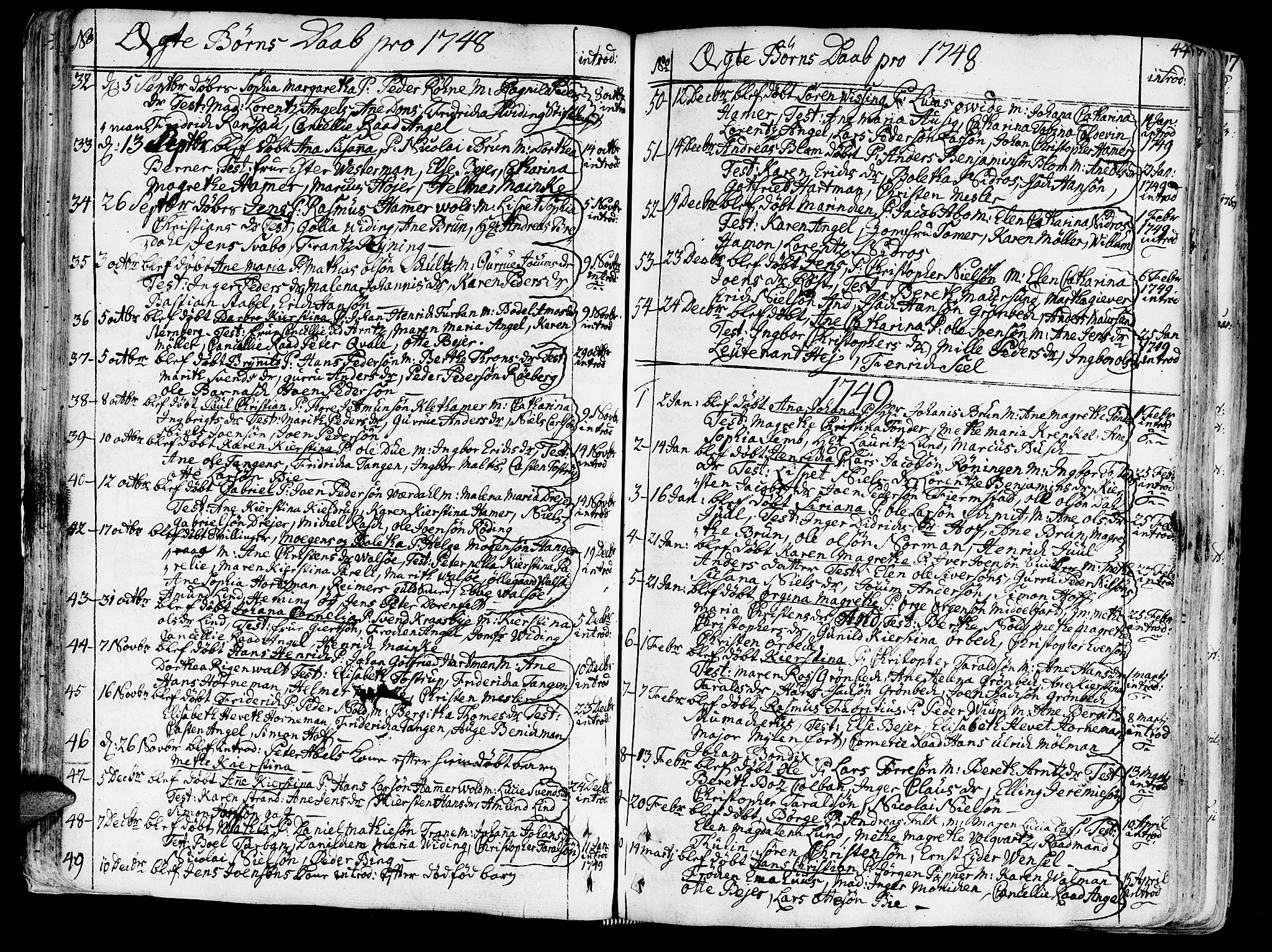 Ministerialprotokoller, klokkerbøker og fødselsregistre - Sør-Trøndelag, SAT/A-1456/602/L0103: Parish register (official) no. 602A01, 1732-1774, p. 44