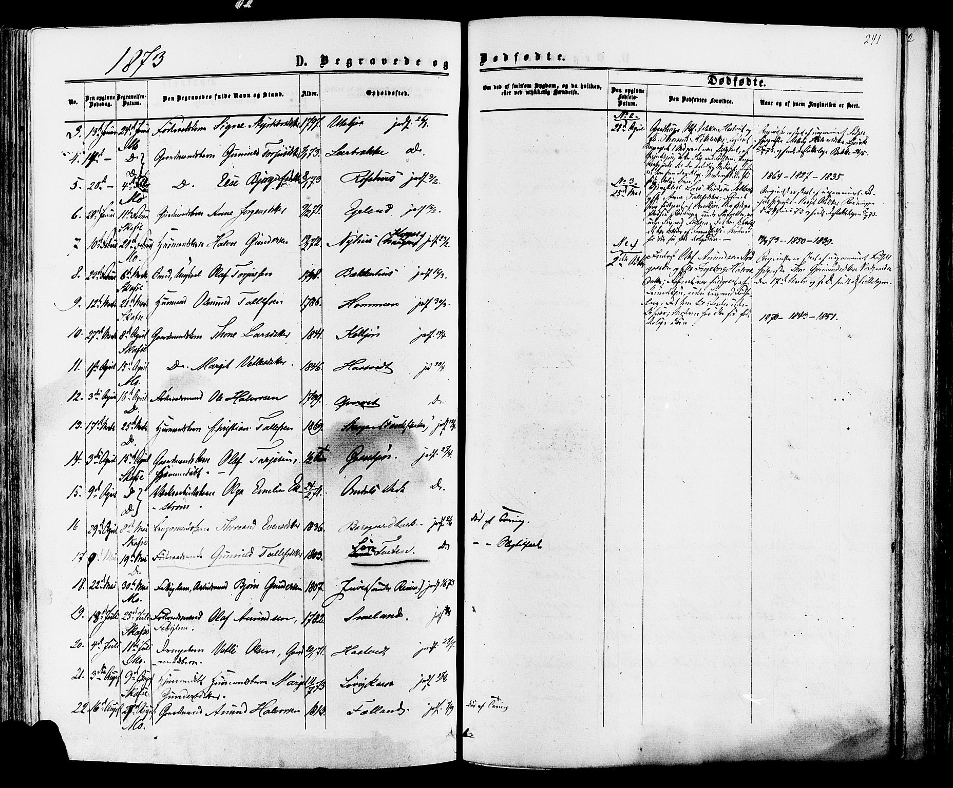 Mo kirkebøker, AV/SAKO-A-286/F/Fa/L0006: Parish register (official) no. I 6, 1865-1885, p. 241