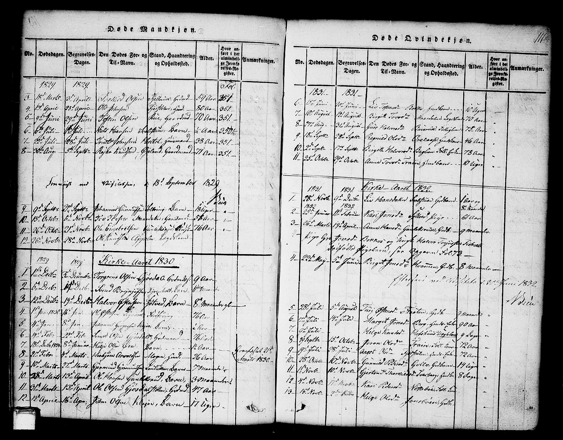 Tinn kirkebøker, SAKO/A-308/G/Ga/L0001: Parish register (copy) no. I 1, 1815-1850, p. 111