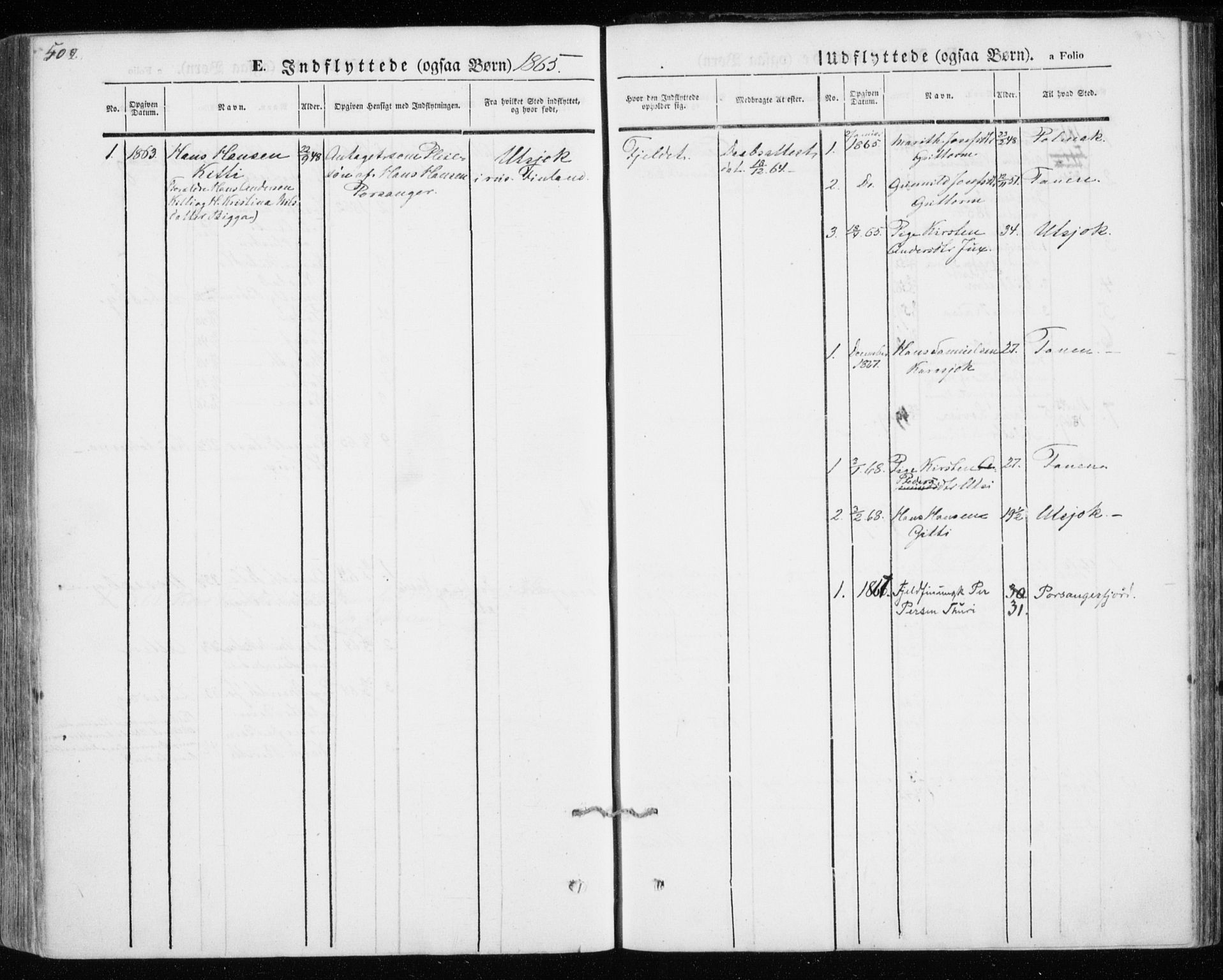 Kistrand/Porsanger sokneprestembete, SATØ/S-1351/H/Ha/L0012.kirke: Parish register (official) no. 12, 1843-1871, p. 502-503