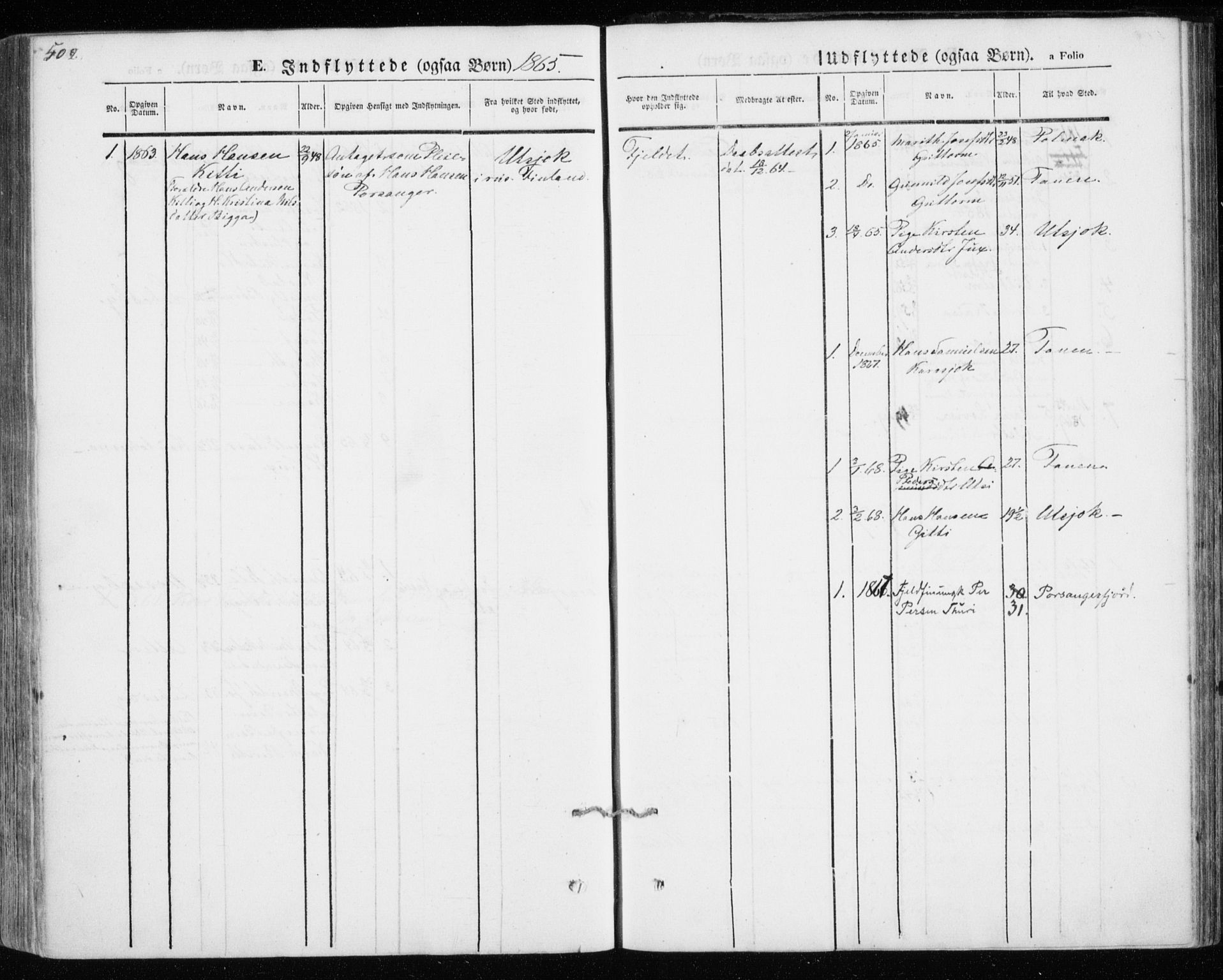 Kistrand/Porsanger sokneprestembete, AV/SATØ-S-1351/H/Ha/L0012.kirke: Parish register (official) no. 12, 1843-1871, p. 502-503