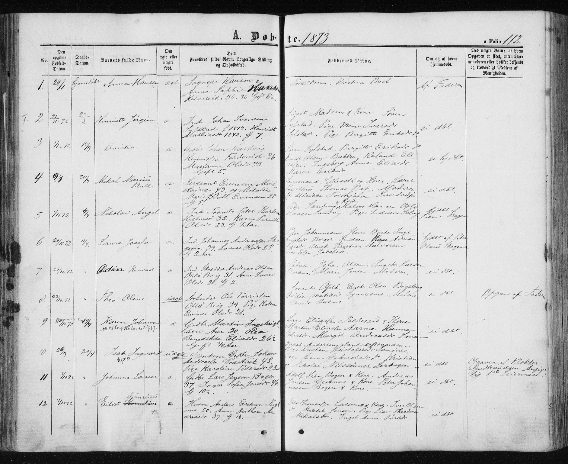 Ministerialprotokoller, klokkerbøker og fødselsregistre - Nord-Trøndelag, SAT/A-1458/780/L0641: Parish register (official) no. 780A06, 1857-1874, p. 112
