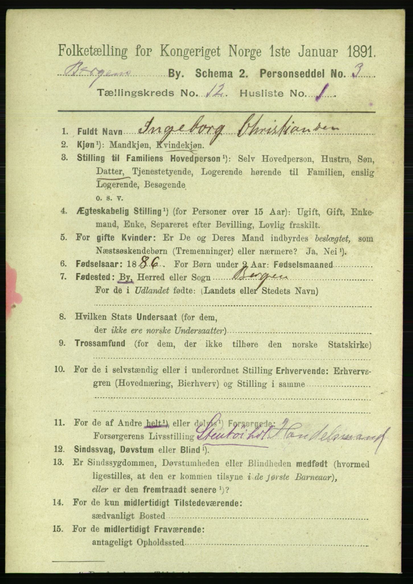 RA, 1891 Census for 1301 Bergen, 1891, p. 20875