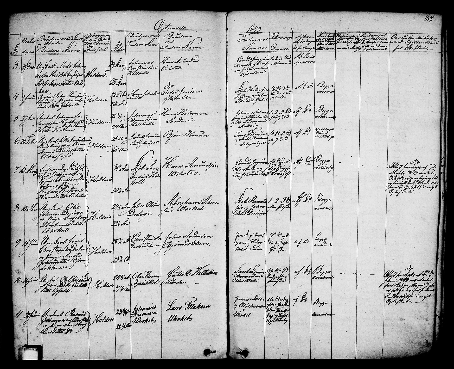 Holla kirkebøker, SAKO/A-272/F/Fa/L0004: Parish register (official) no. 4, 1830-1848, p. 187