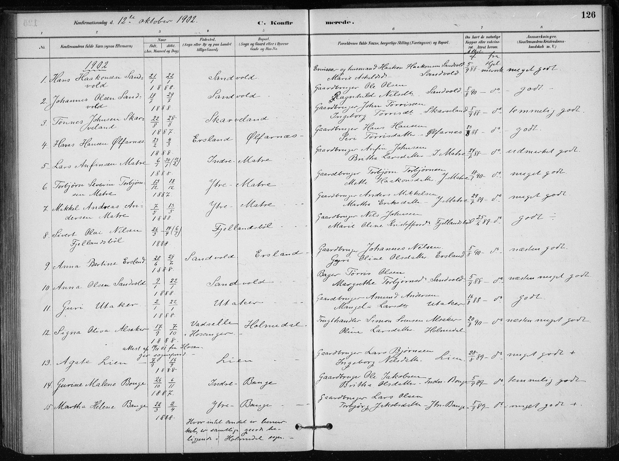 Skånevik sokneprestembete, SAB/A-77801/H/Haa: Parish register (official) no. C  1, 1879-1917, p. 126