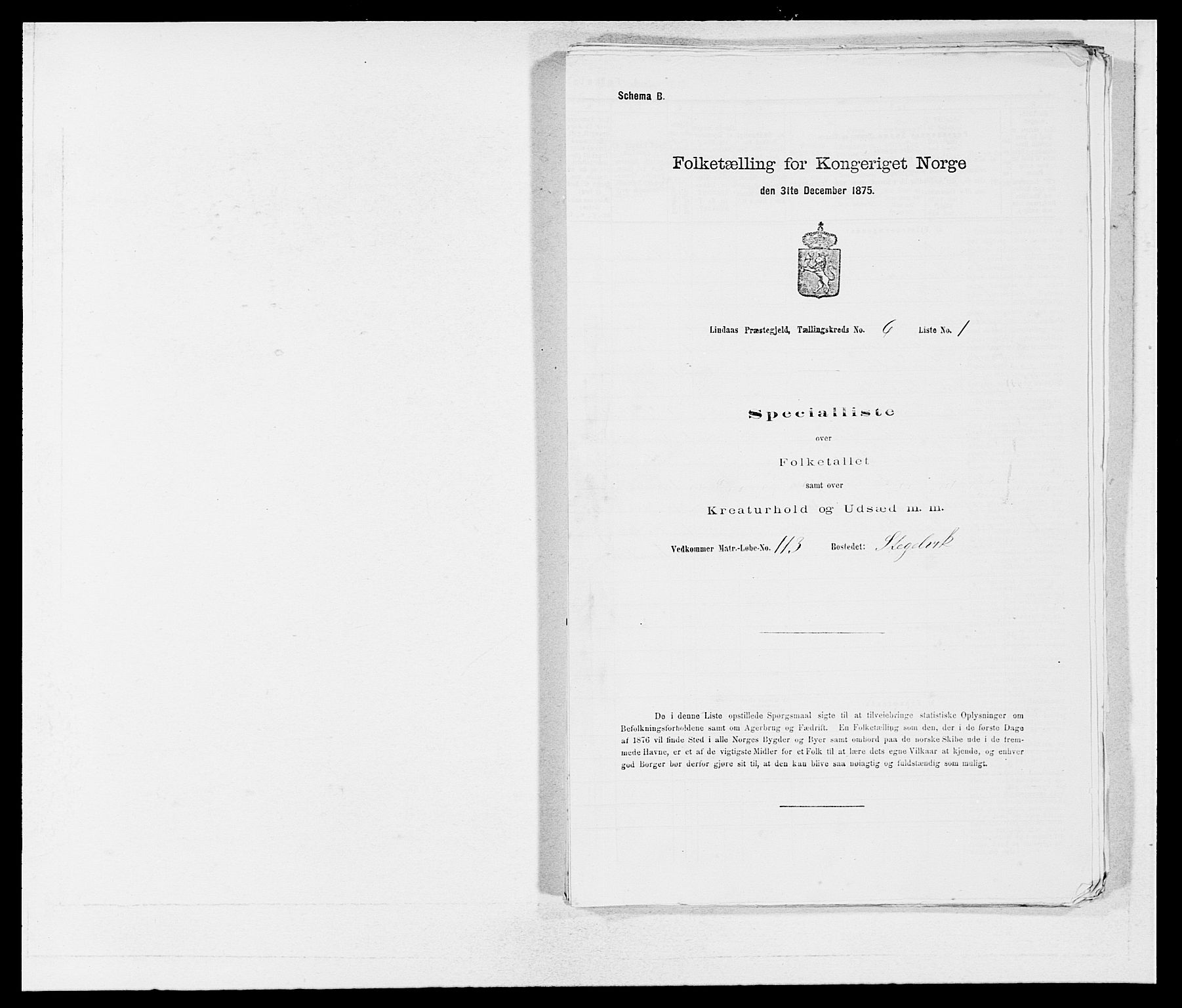 SAB, 1875 census for 1263P Lindås, 1875, p. 454