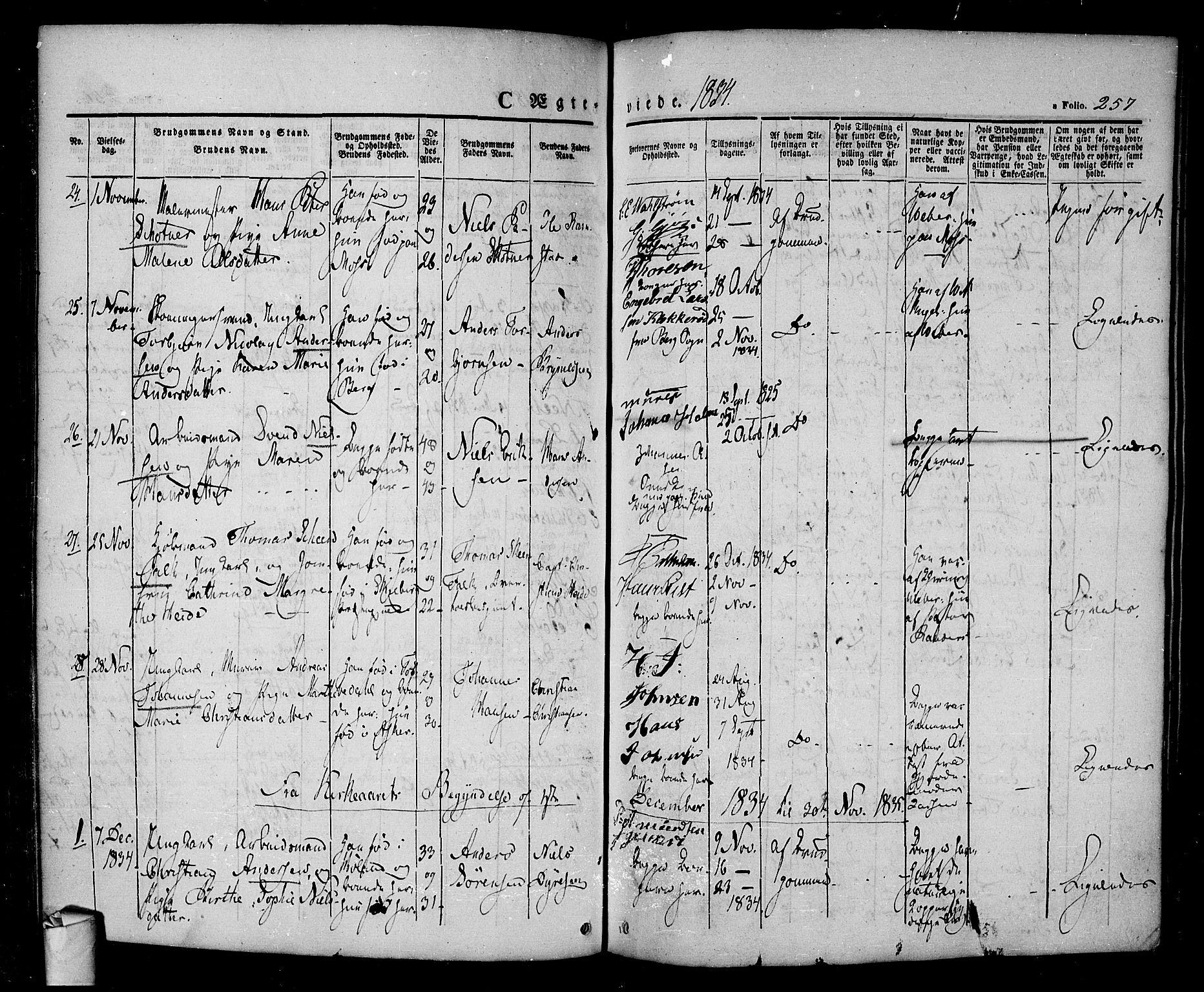 Halden prestekontor Kirkebøker, SAO/A-10909/F/Fa/L0005: Parish register (official) no. I 5, 1834-1845, p. 257